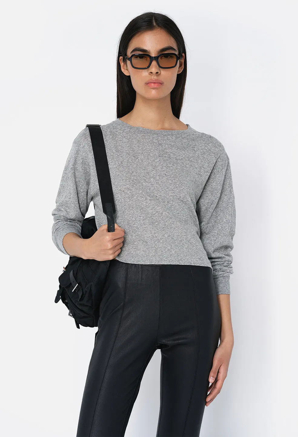 Jersey LS Cropped Tee / Heather Charcoal
