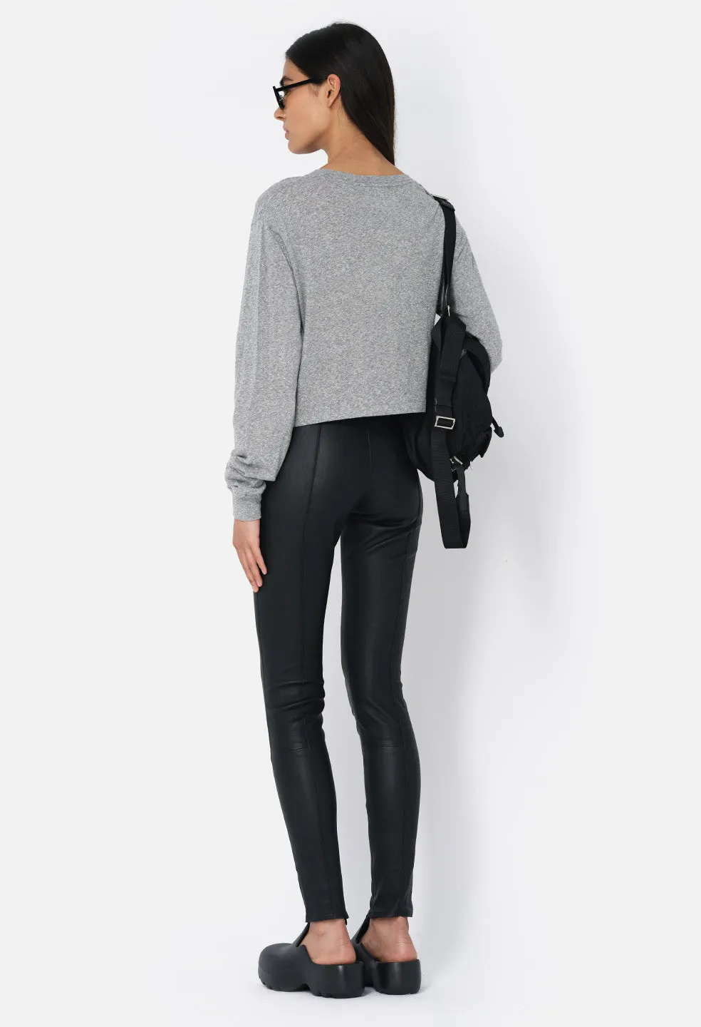 Jersey LS Cropped Tee / Heather Charcoal