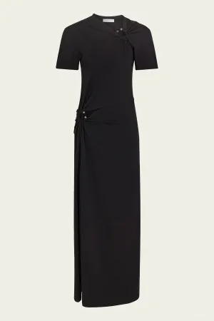 Jersey Piercing Midi Dress in Black