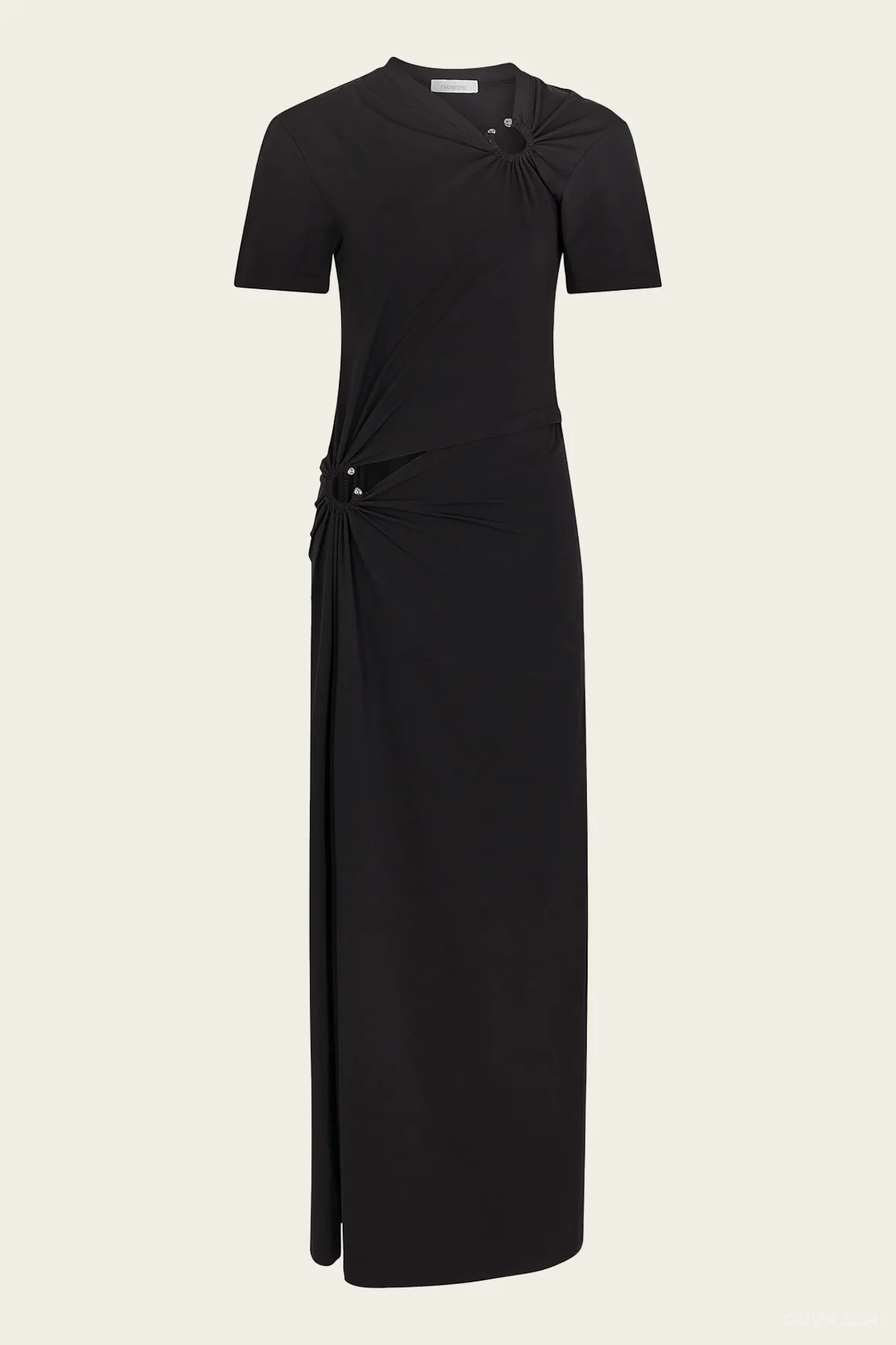 Jersey Piercing Midi Dress in Black