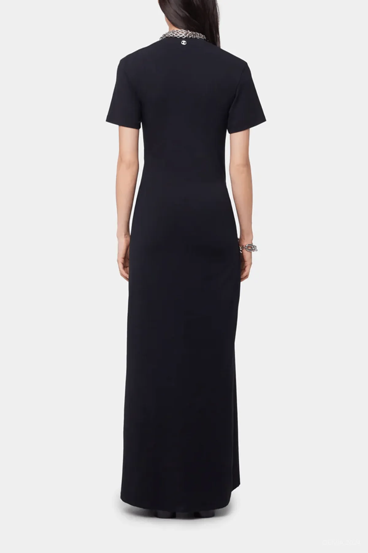 Jersey Piercing Midi Dress in Black