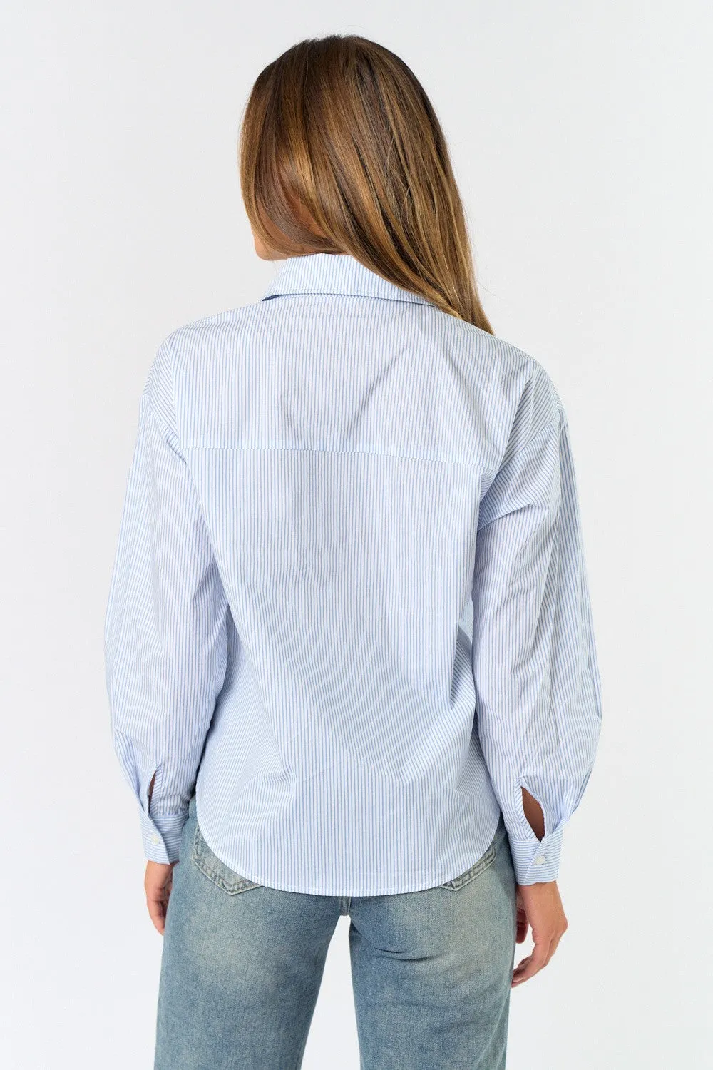 Jewel Bow Striped Button Down