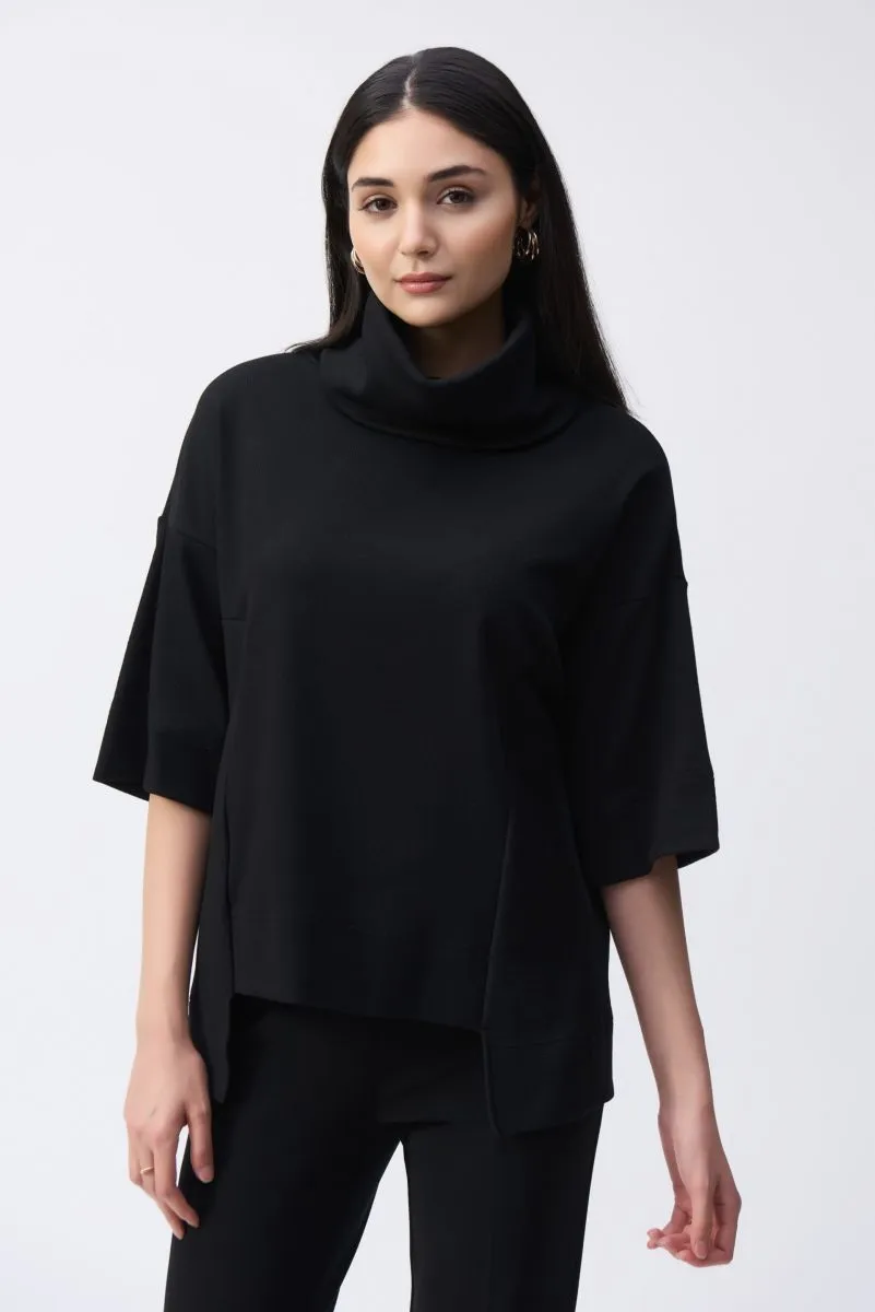Joseph Ribkoff Asymmetric Cowl Neck 3/4 Sleeves Boxy Top 243165