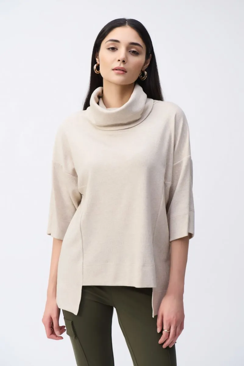 Joseph Ribkoff Asymmetric Cowl Neck 3/4 Sleeves Boxy Top 243165
