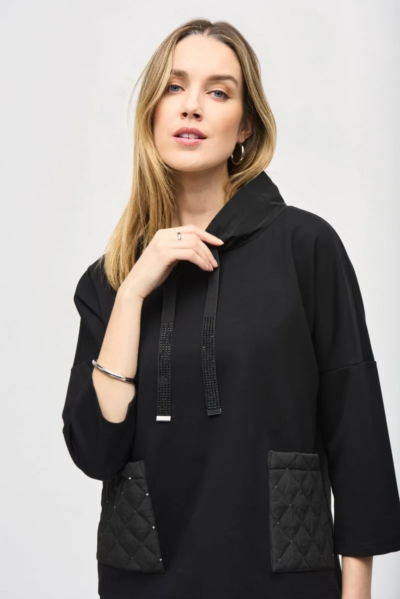 Joseph Ribkoff Black Cowl Neck 3/4 Sleeves Top 243085