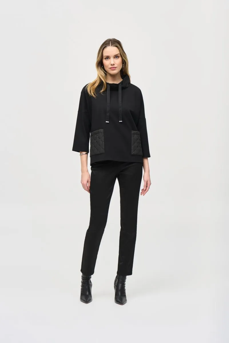 Joseph Ribkoff Black Cowl Neck 3/4 Sleeves Top 243085