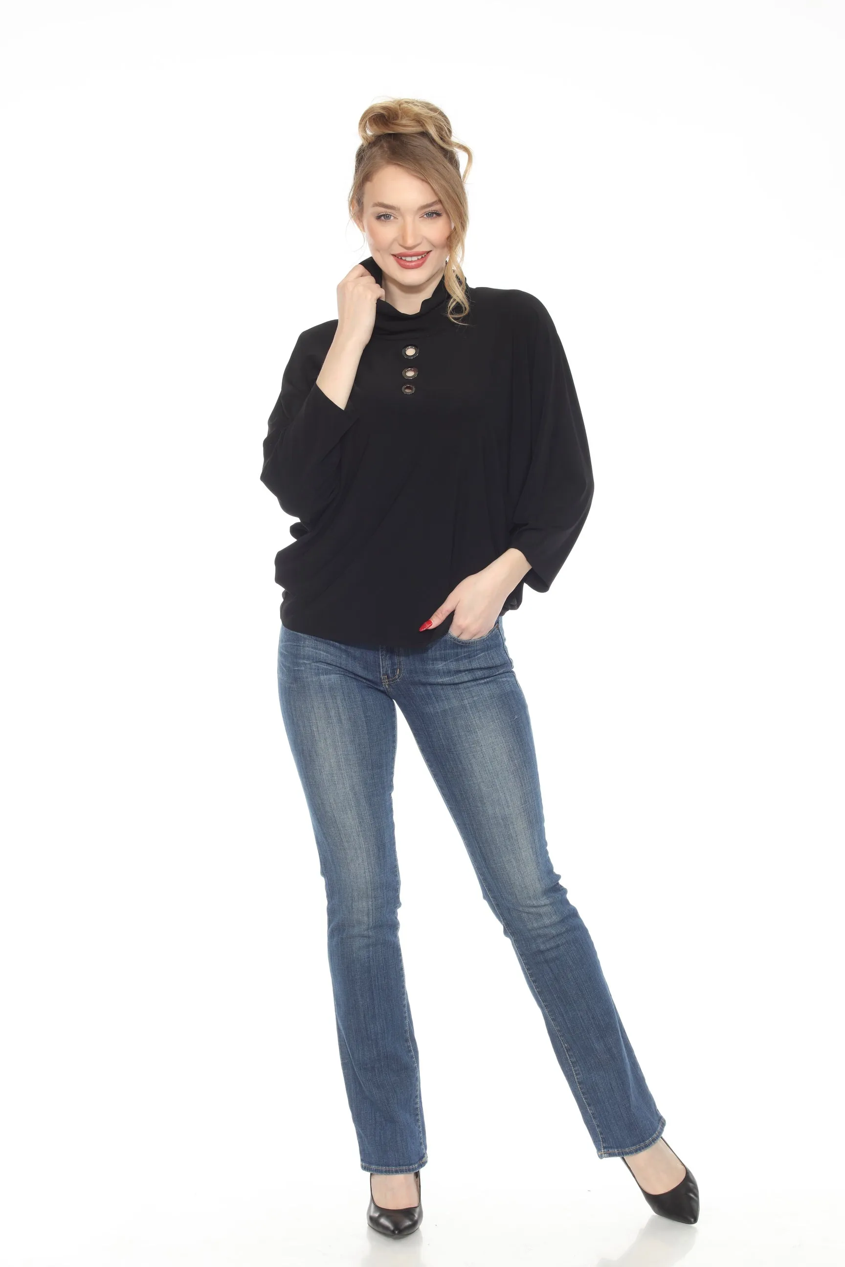 Joseph Ribkoff Cowl Neck Dolman Sleeve Boxy Top 243159