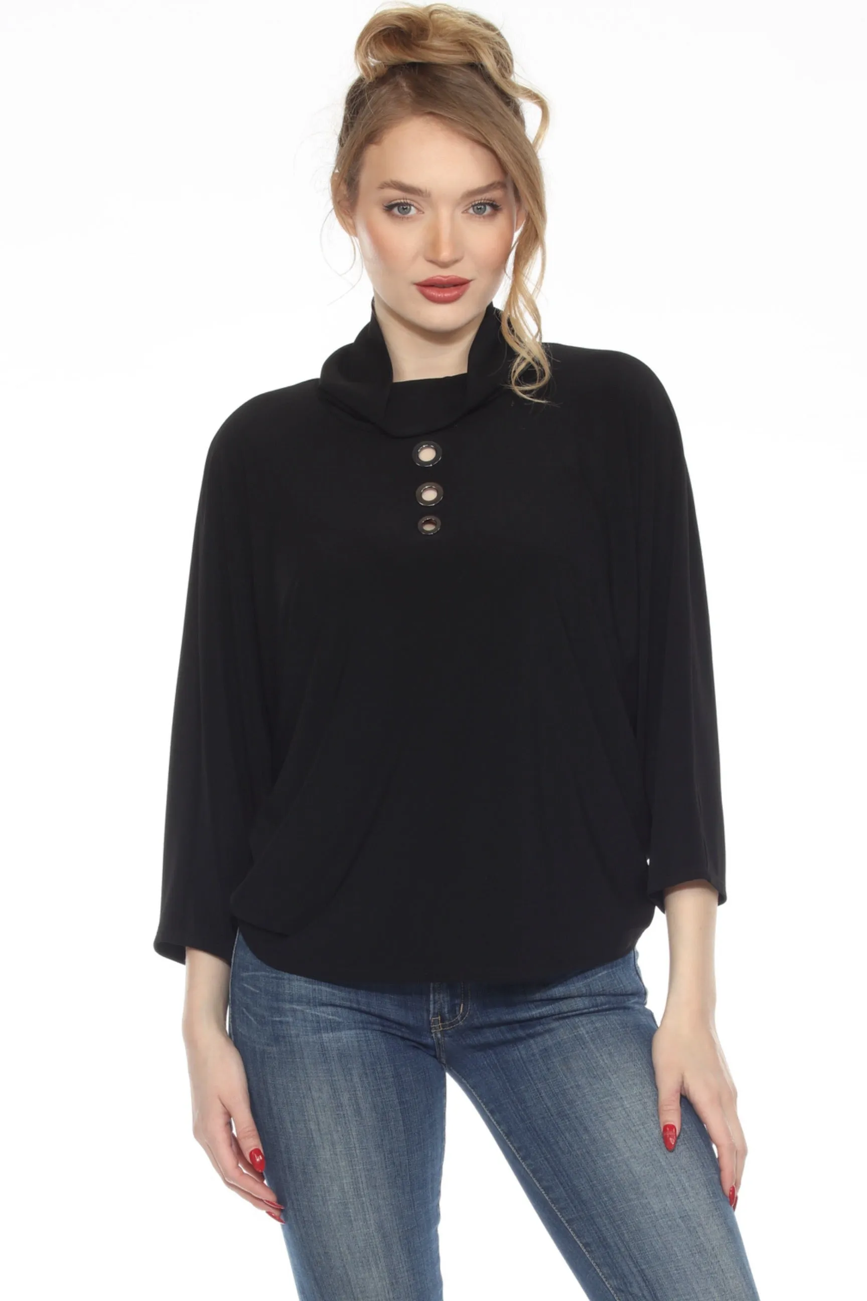 Joseph Ribkoff Cowl Neck Dolman Sleeve Boxy Top 243159