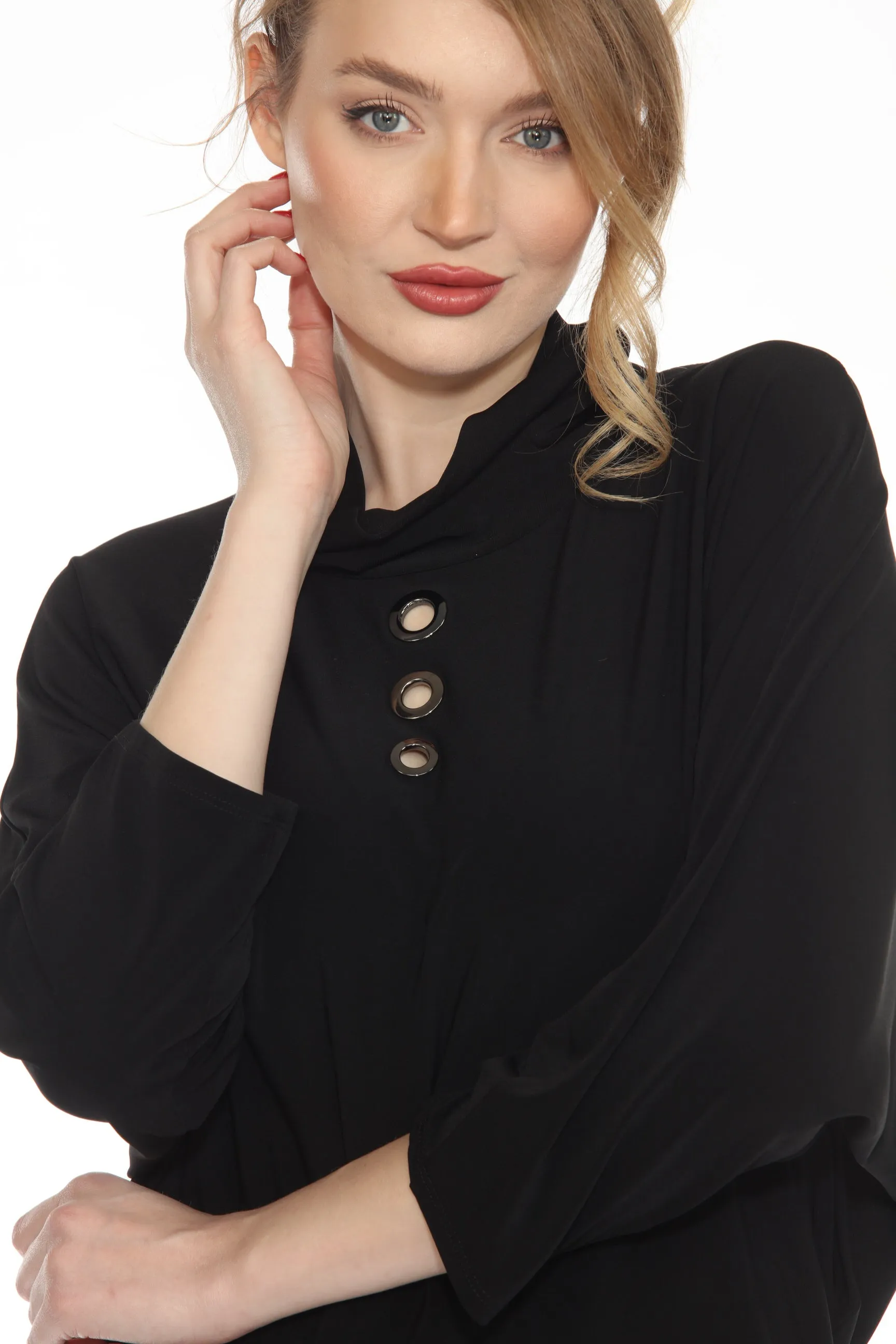 Joseph Ribkoff Cowl Neck Dolman Sleeve Boxy Top 243159