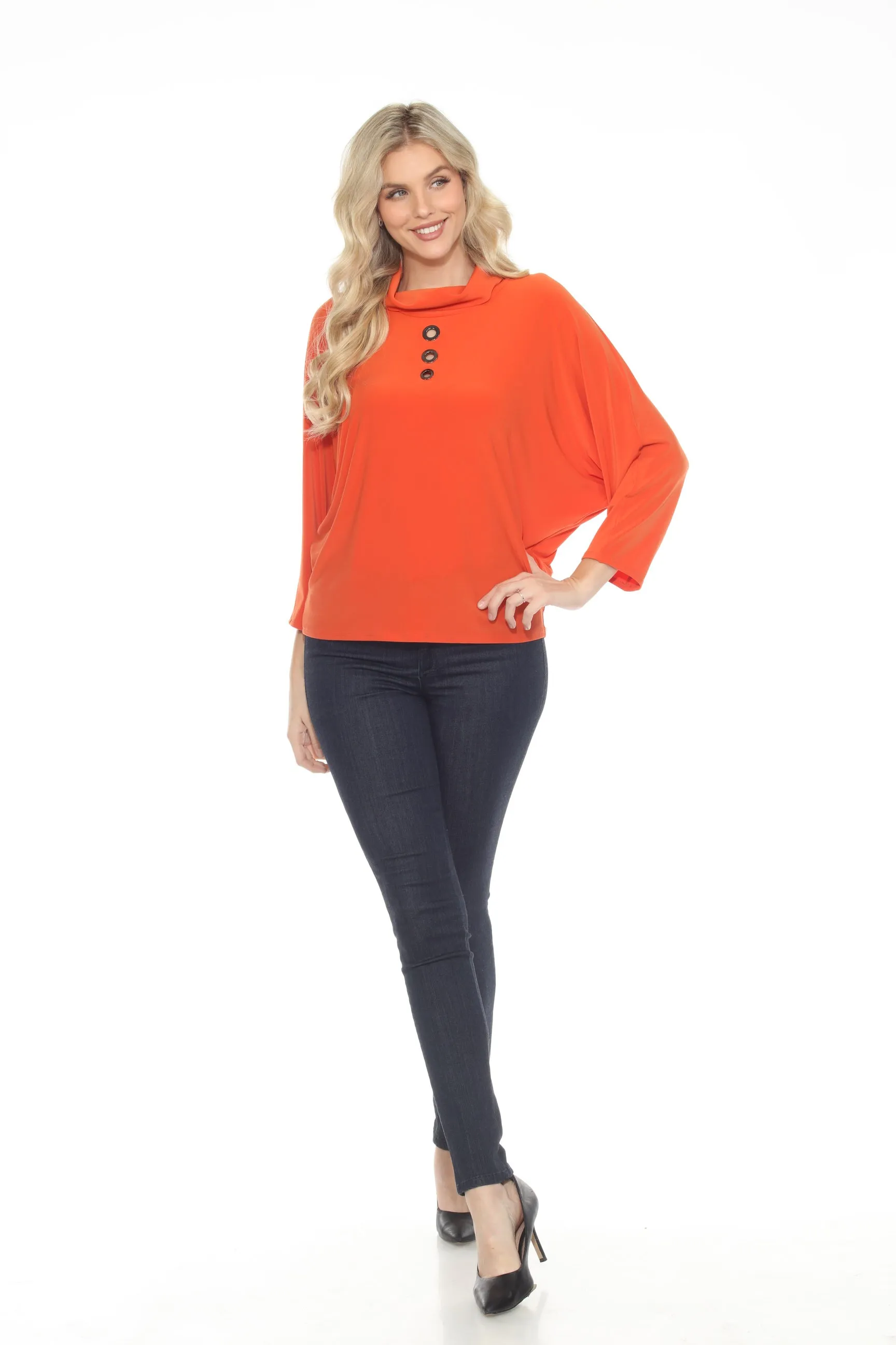 Joseph Ribkoff Cowl Neck Dolman Sleeve Boxy Top 243159