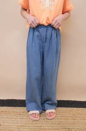 KALAYA GIRLS PLEATED WIDE LEG PANTS