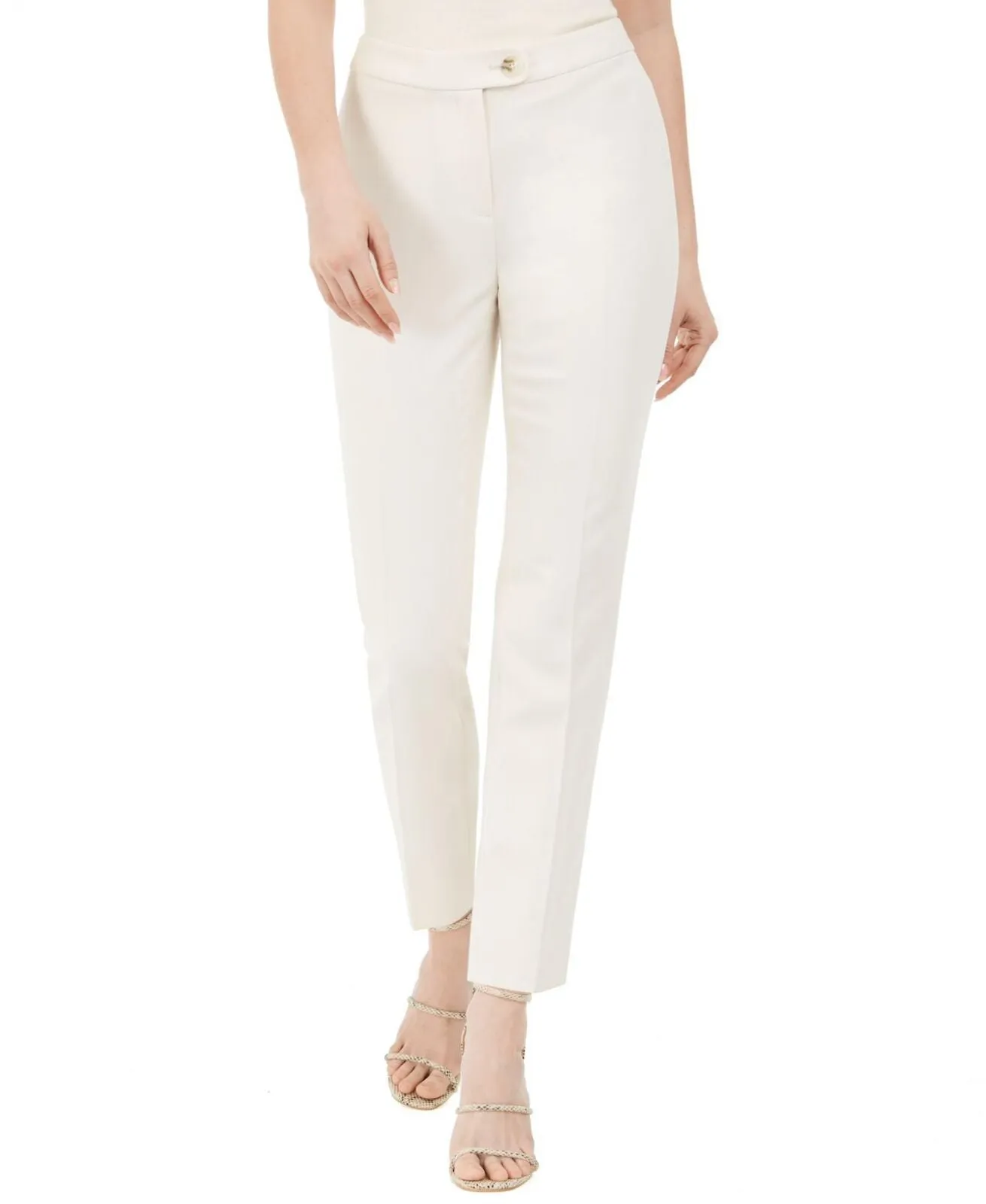 Karl Lagerfeld Paris Womens Straight-Leg Dress Pants G02PL489 Cream Off White 10