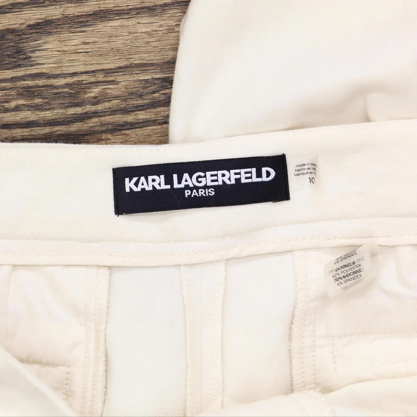 Karl Lagerfeld Paris Womens Straight-Leg Dress Pants G02PL489 Cream Off White 10