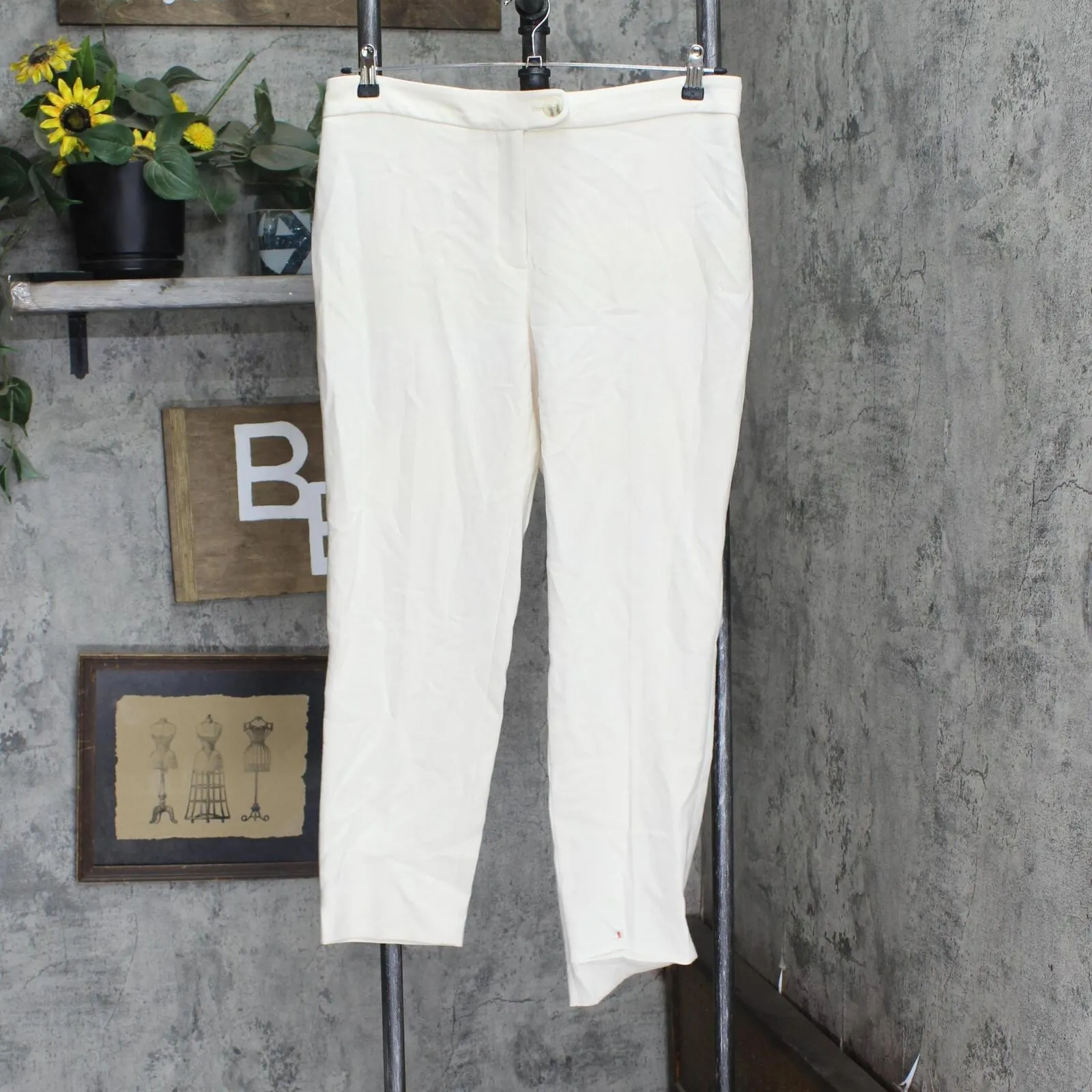 Karl Lagerfeld Paris Womens Straight-Leg Dress Pants G02PL489 Cream Off White 10