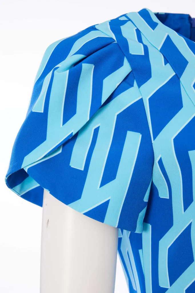 Kate Cooper Geometrical print wrap over sleeve dress LCS25164