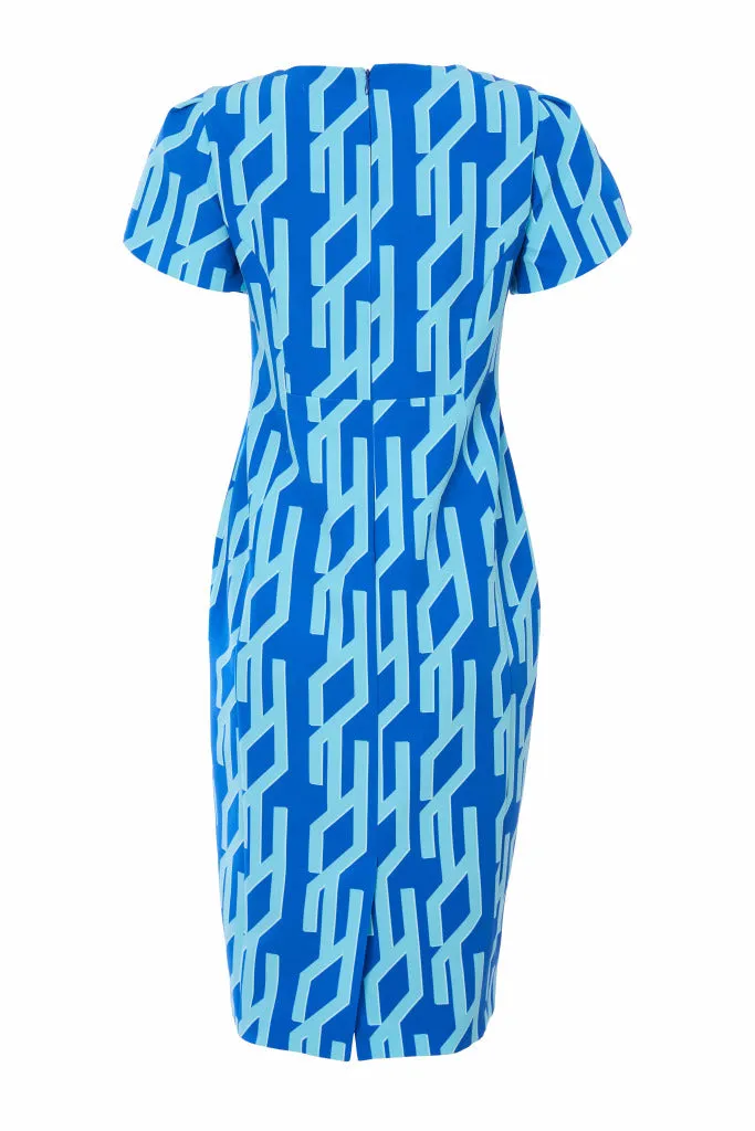 Kate Cooper Geometrical print wrap over sleeve dress LCS25164