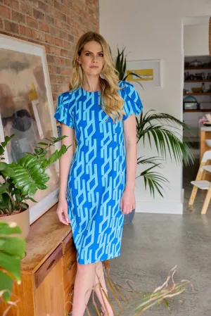 Kate Cooper Geometrical print wrap over sleeve dress LCS25164