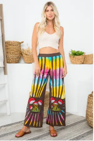Kathmandu - Mushroom Embroidered Straight Leg Pants