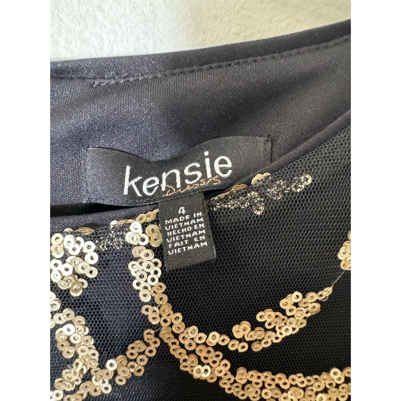 Kensie Dresses Black Cap Sleeves, Knee Length Cocktail Dress Sz 4
