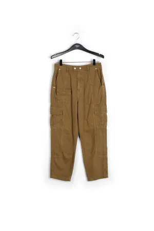 Khaki straight-leg cargo jeans