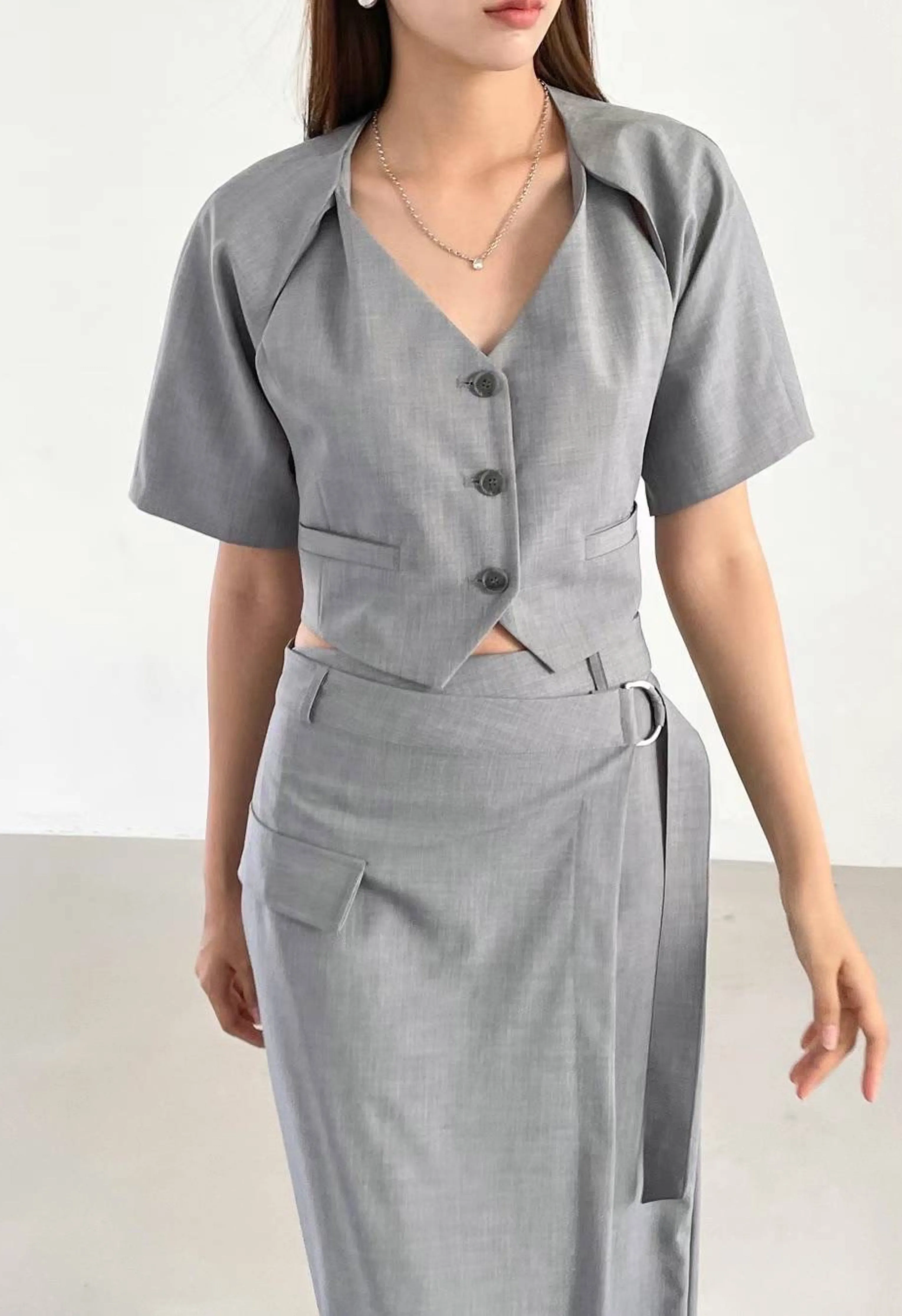 Kingsley Vest Top in Heather Grey