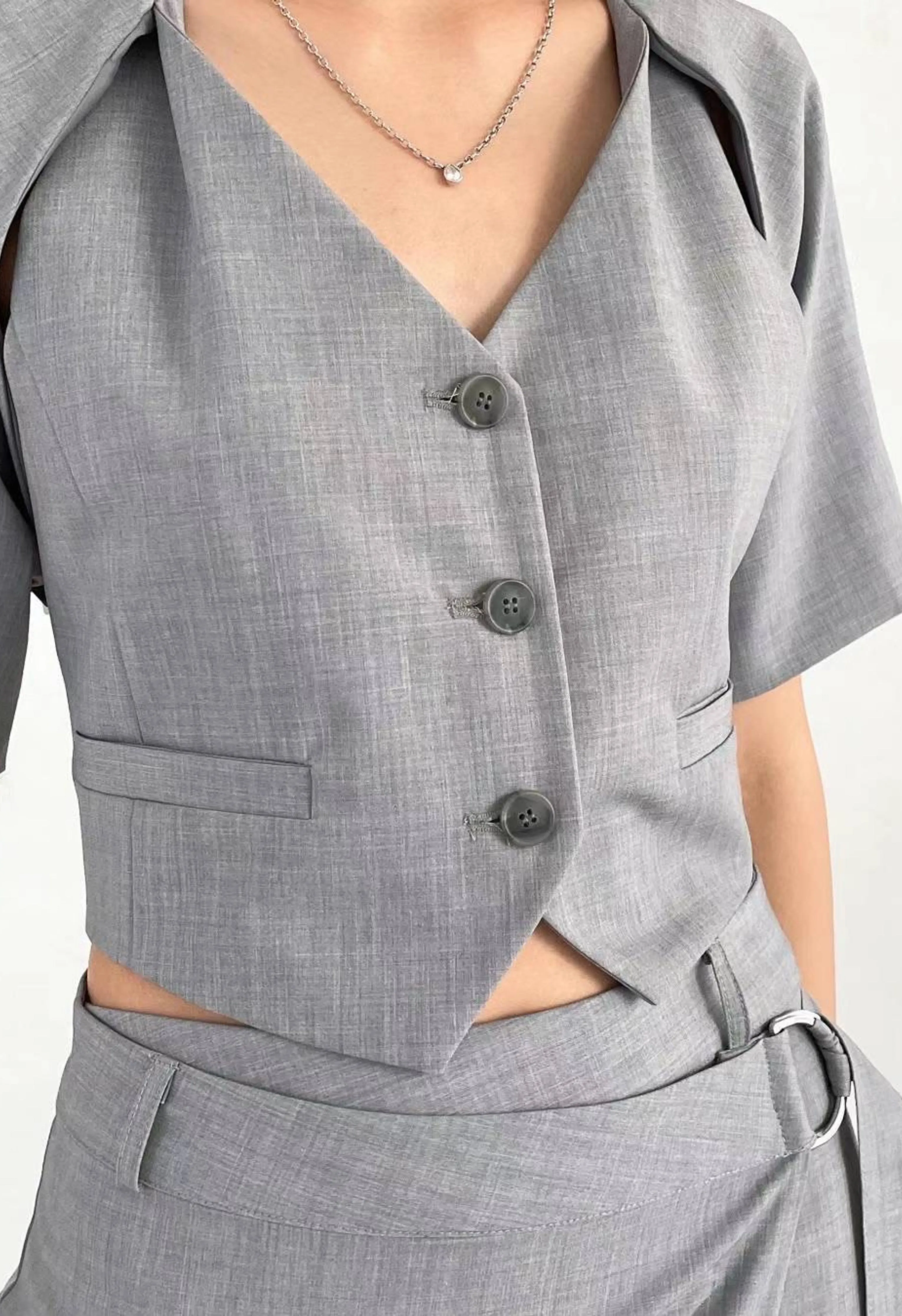 Kingsley Vest Top in Heather Grey