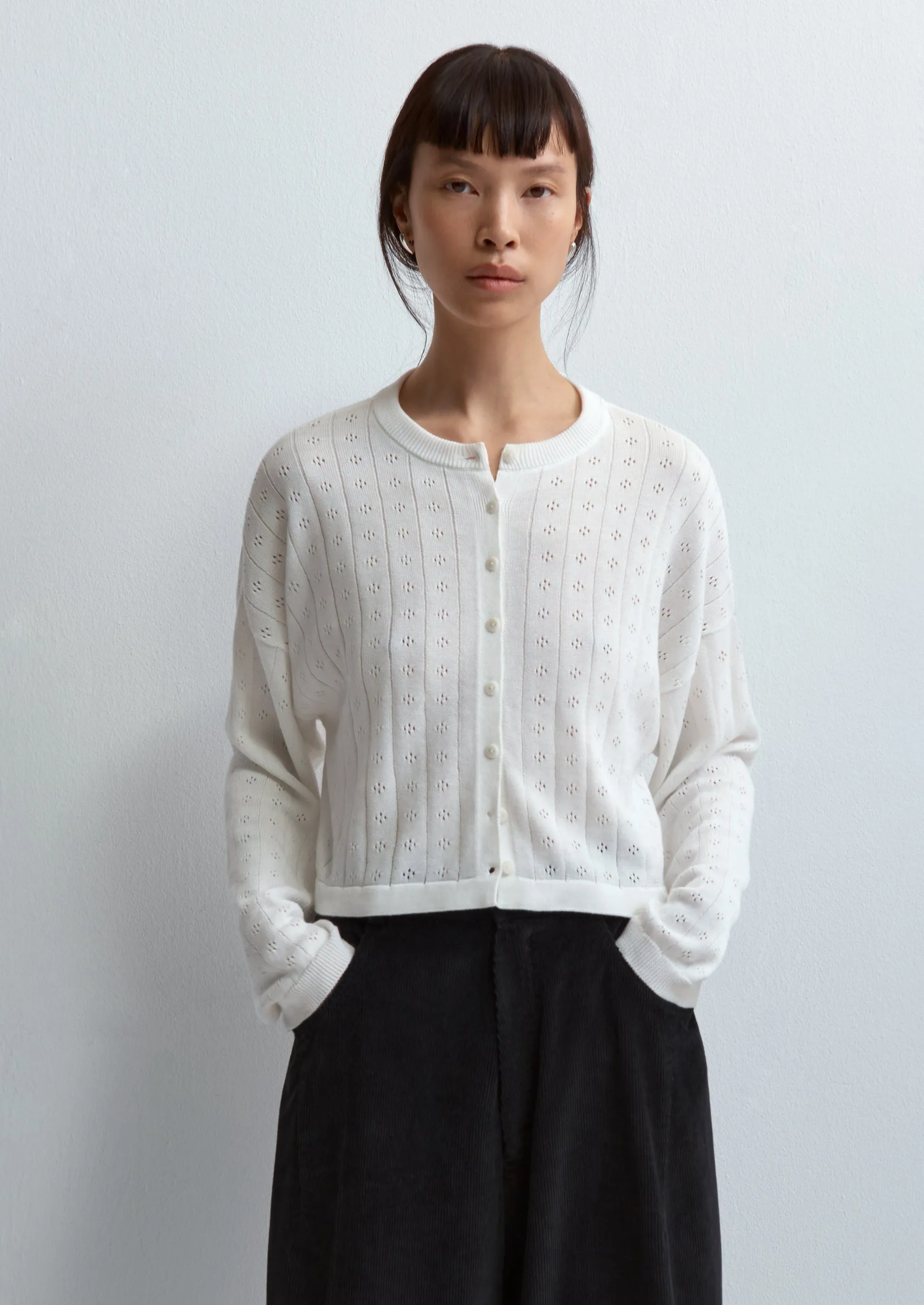 Knitted Perle Cardigan, White