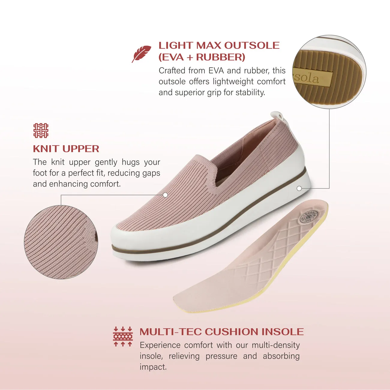 Koln Knit Slip-On Shoes (Rose)