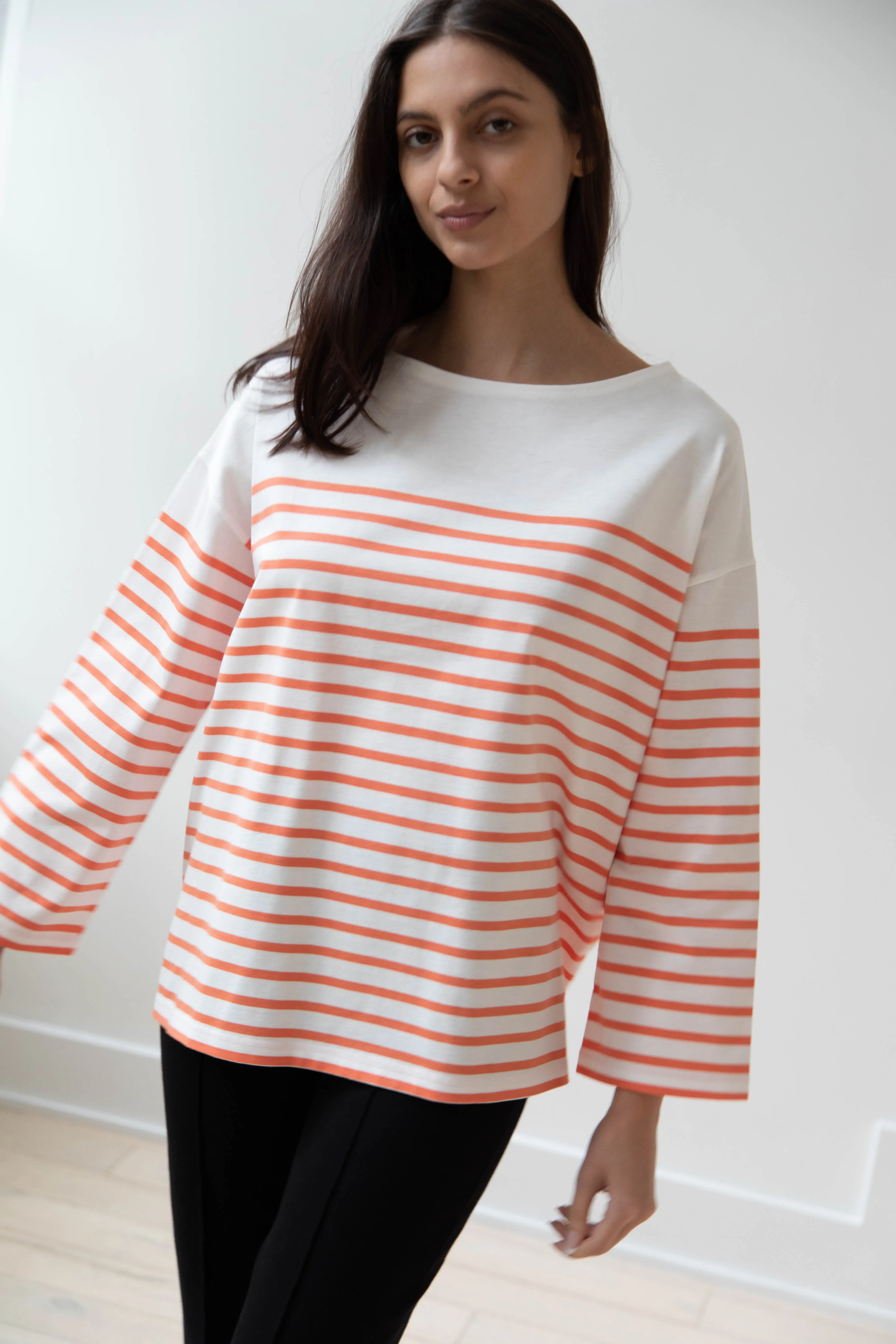 Laboratory | Striped Pullover in White & Orange