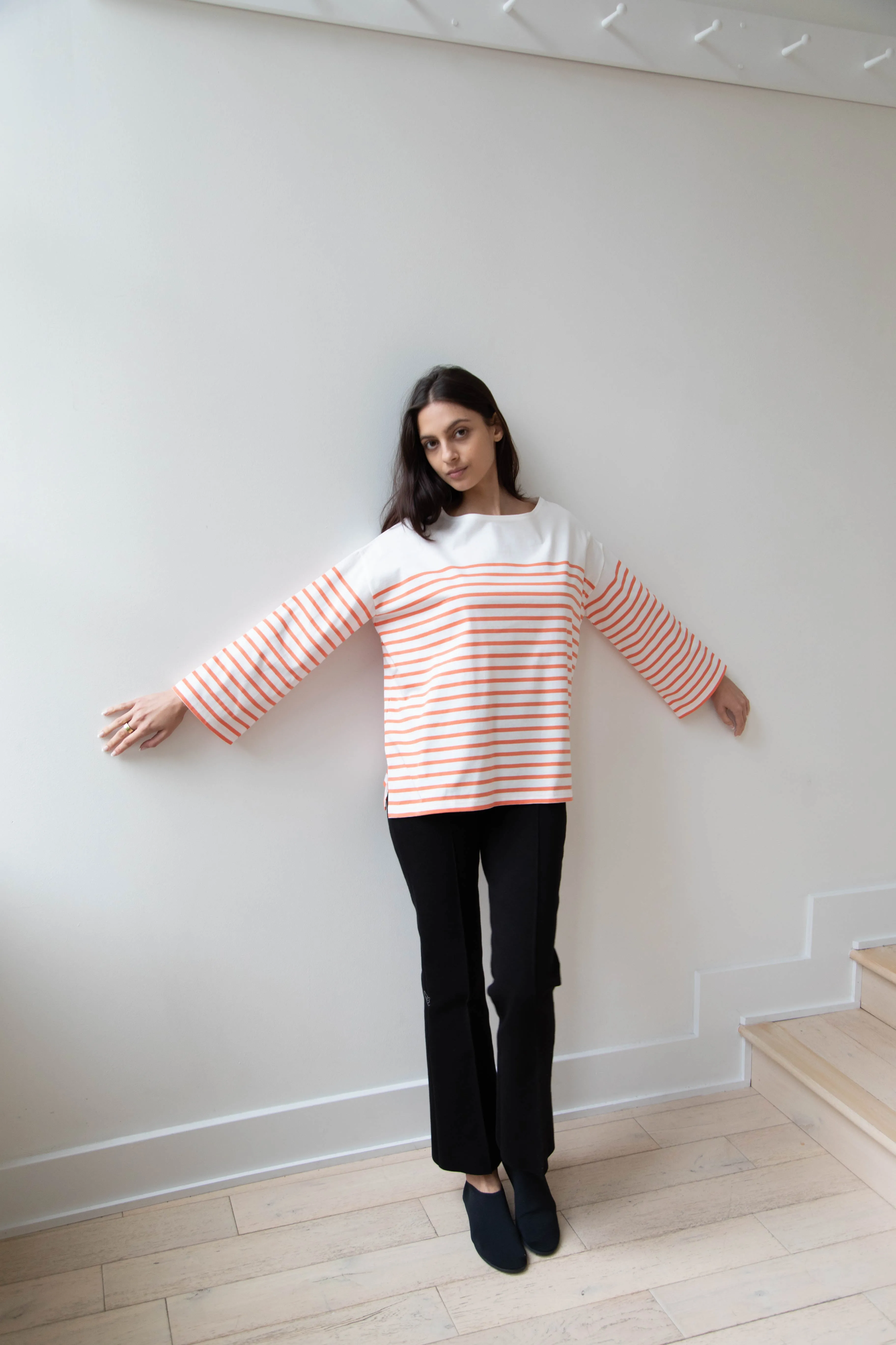 Laboratory | Striped Pullover in White & Orange