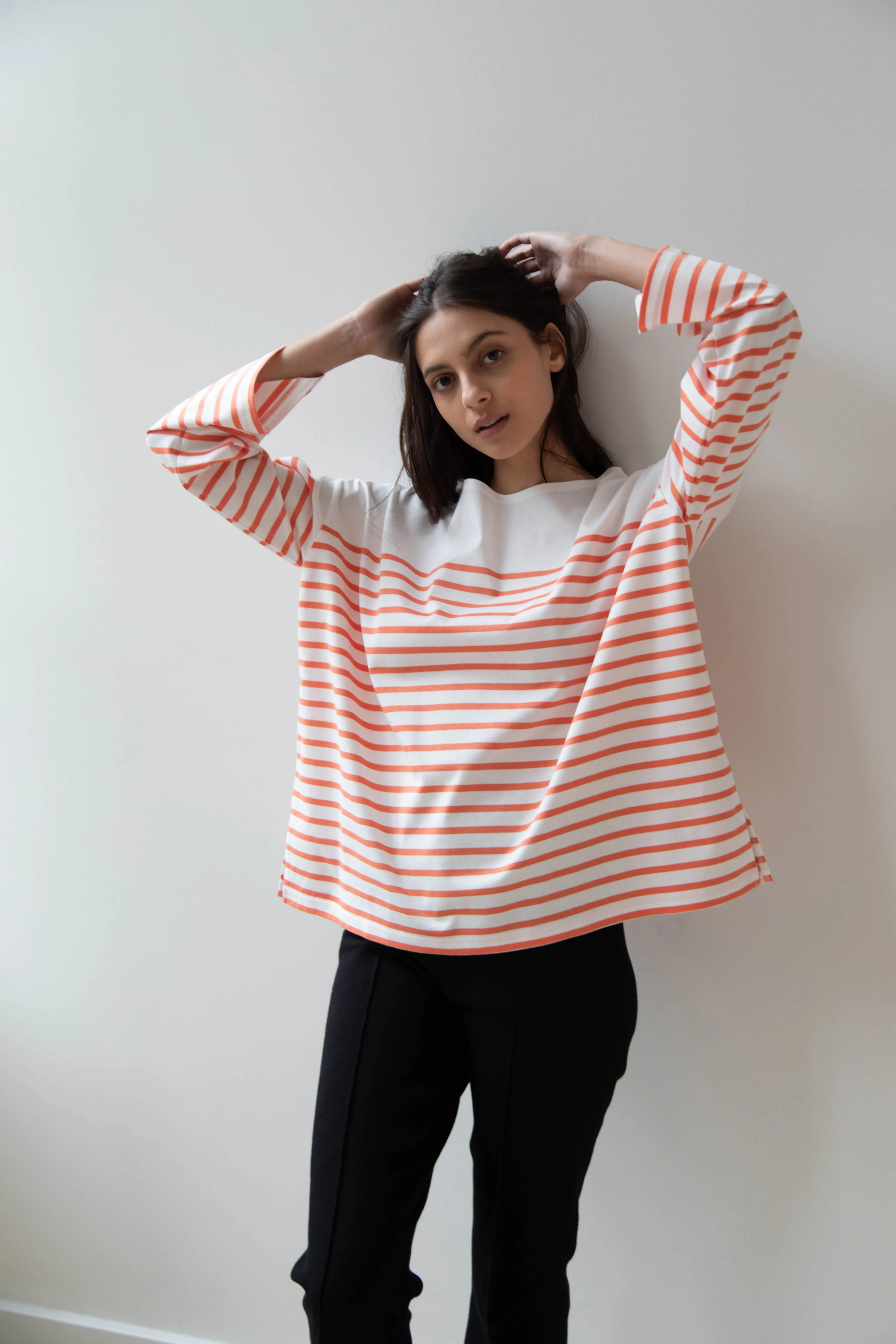 Laboratory | Striped Pullover in White & Orange