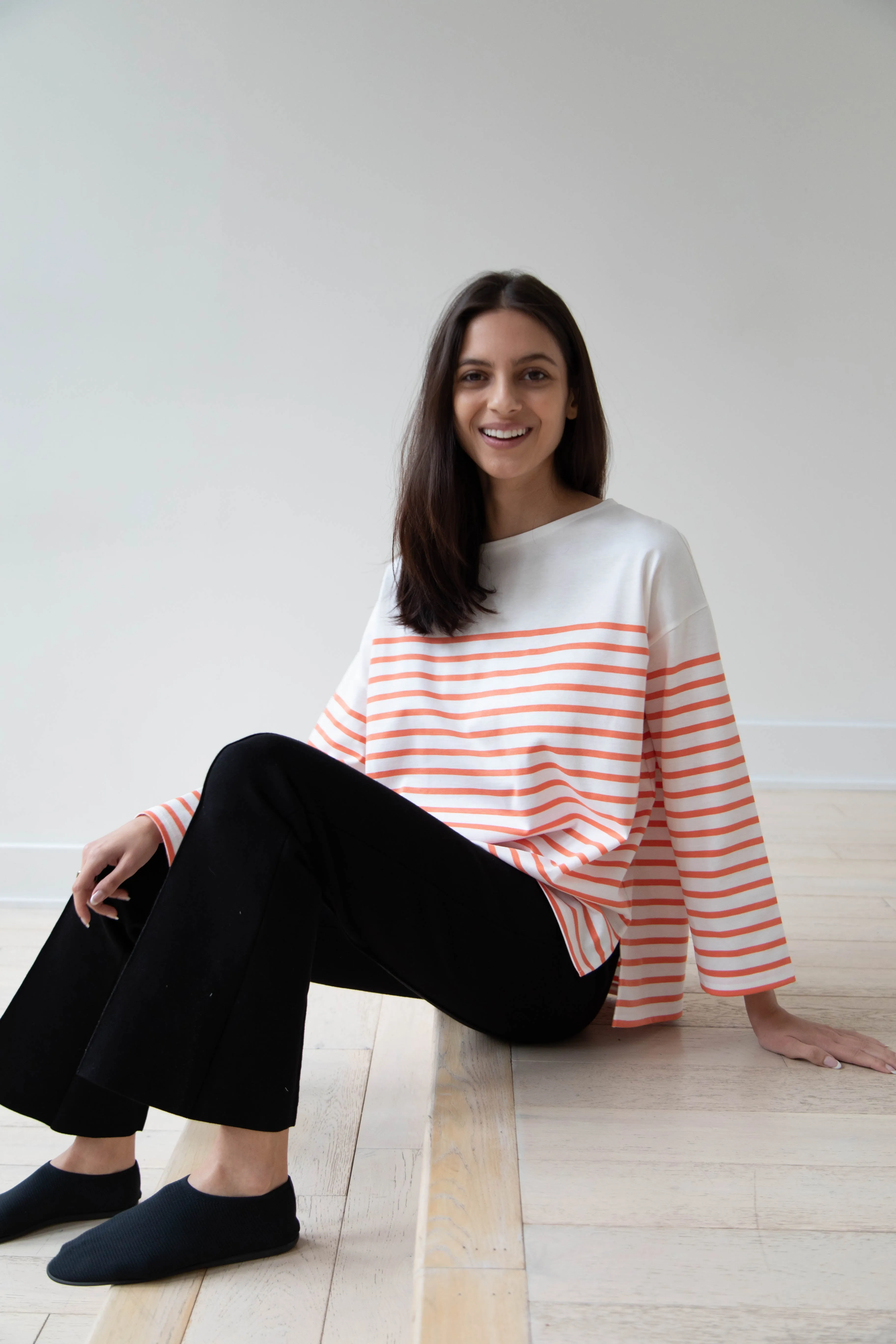 Laboratory | Striped Pullover in White & Orange