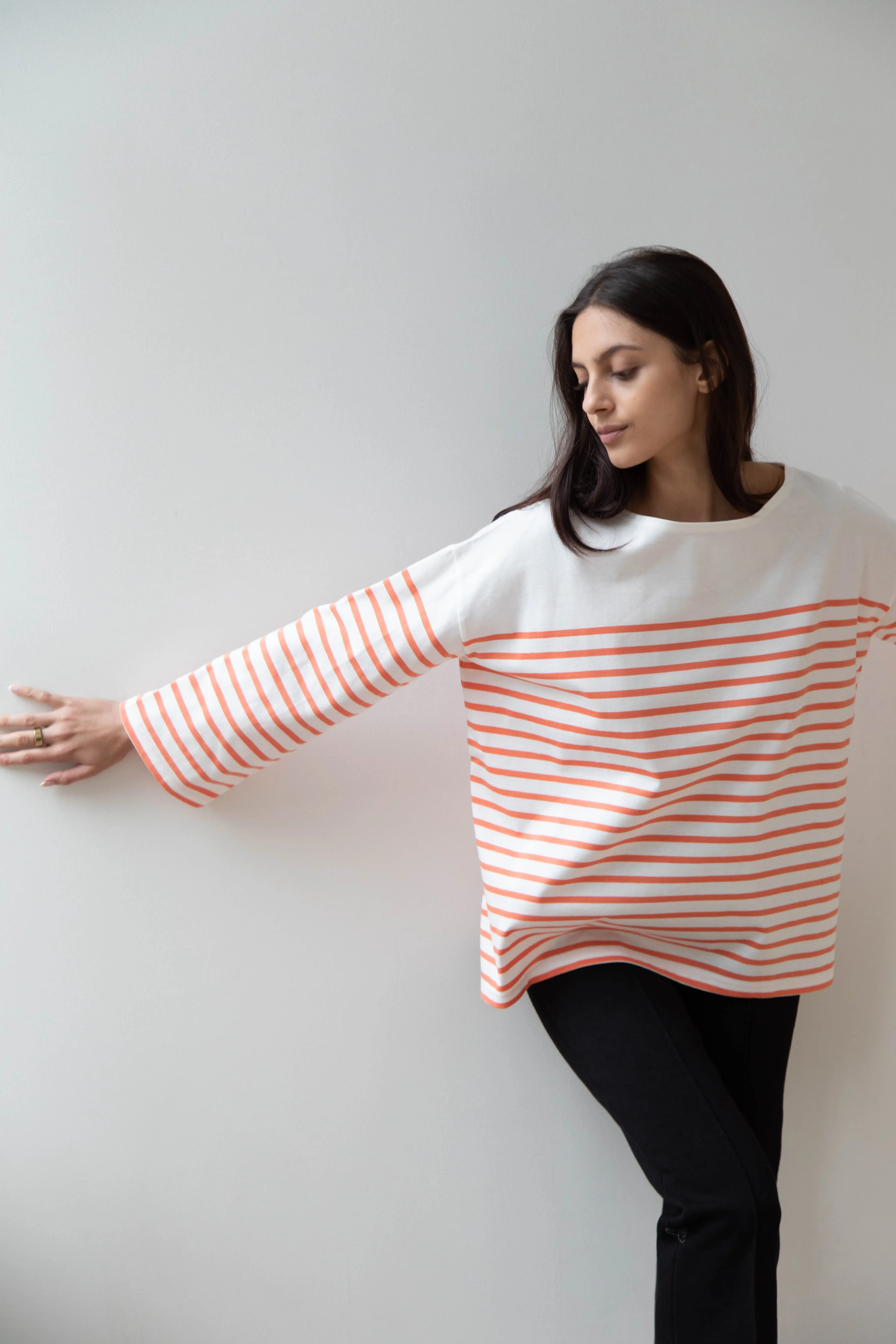 Laboratory | Striped Pullover in White & Orange