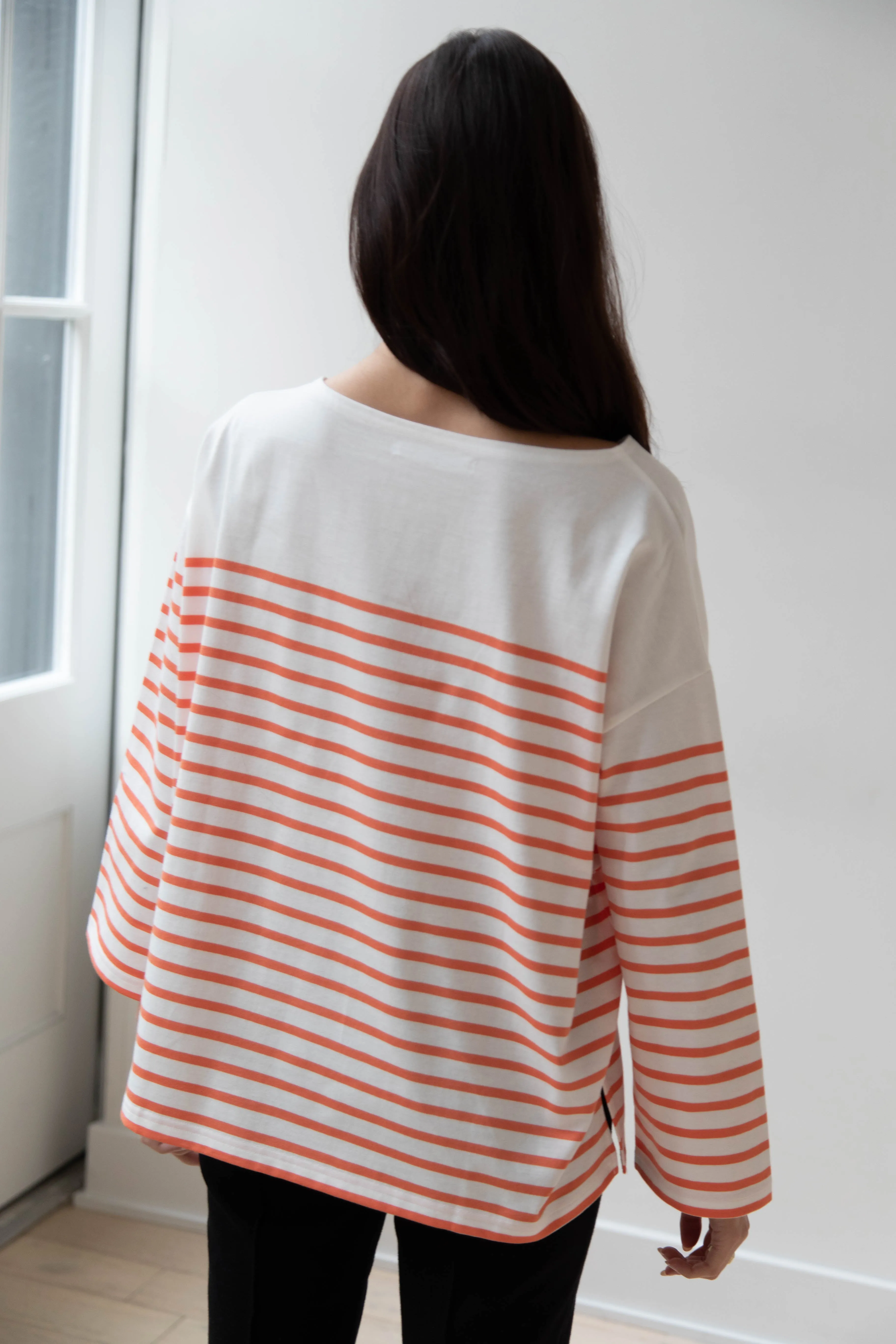 Laboratory | Striped Pullover in White & Orange