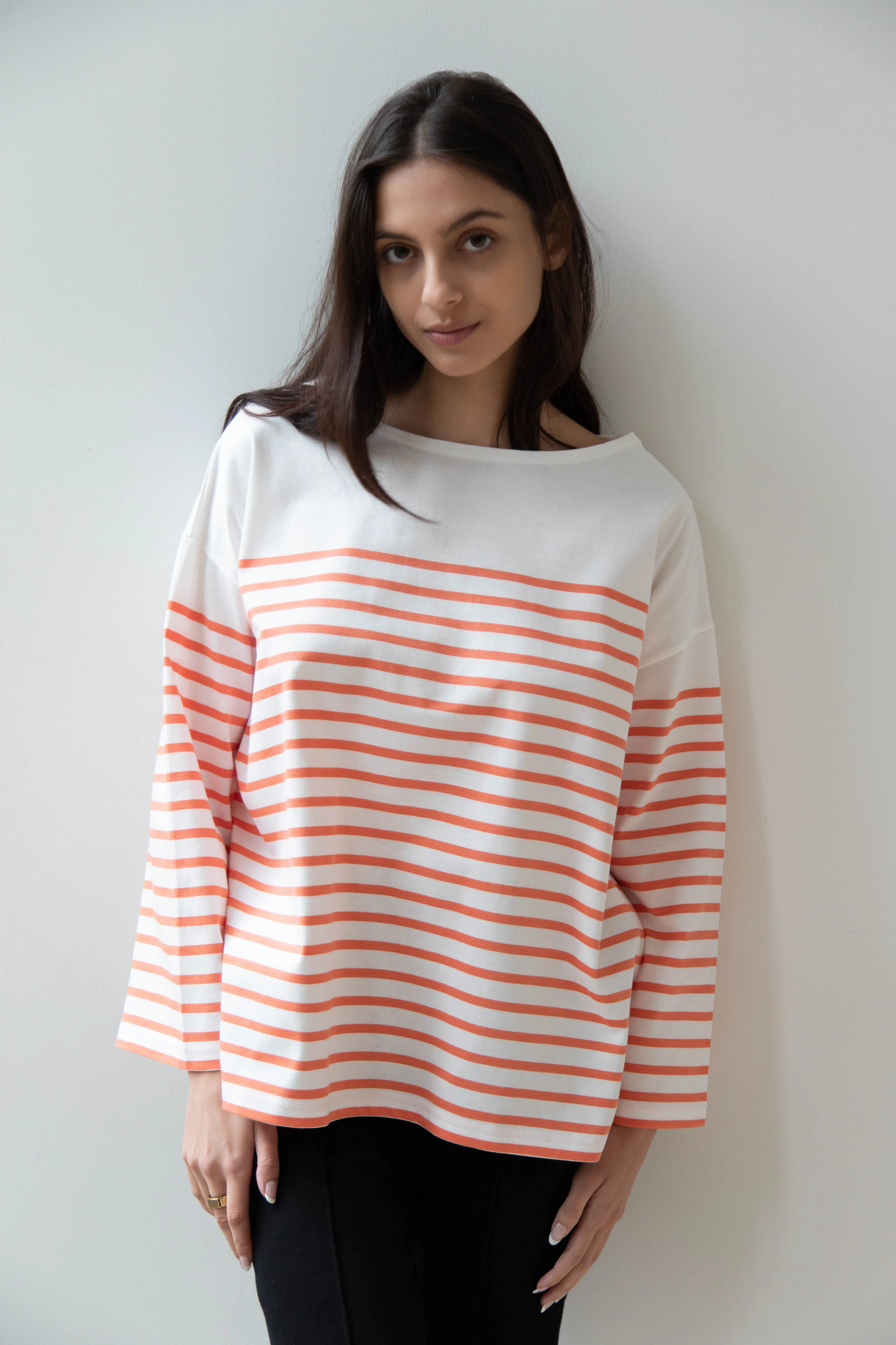 Laboratory | Striped Pullover in White & Orange