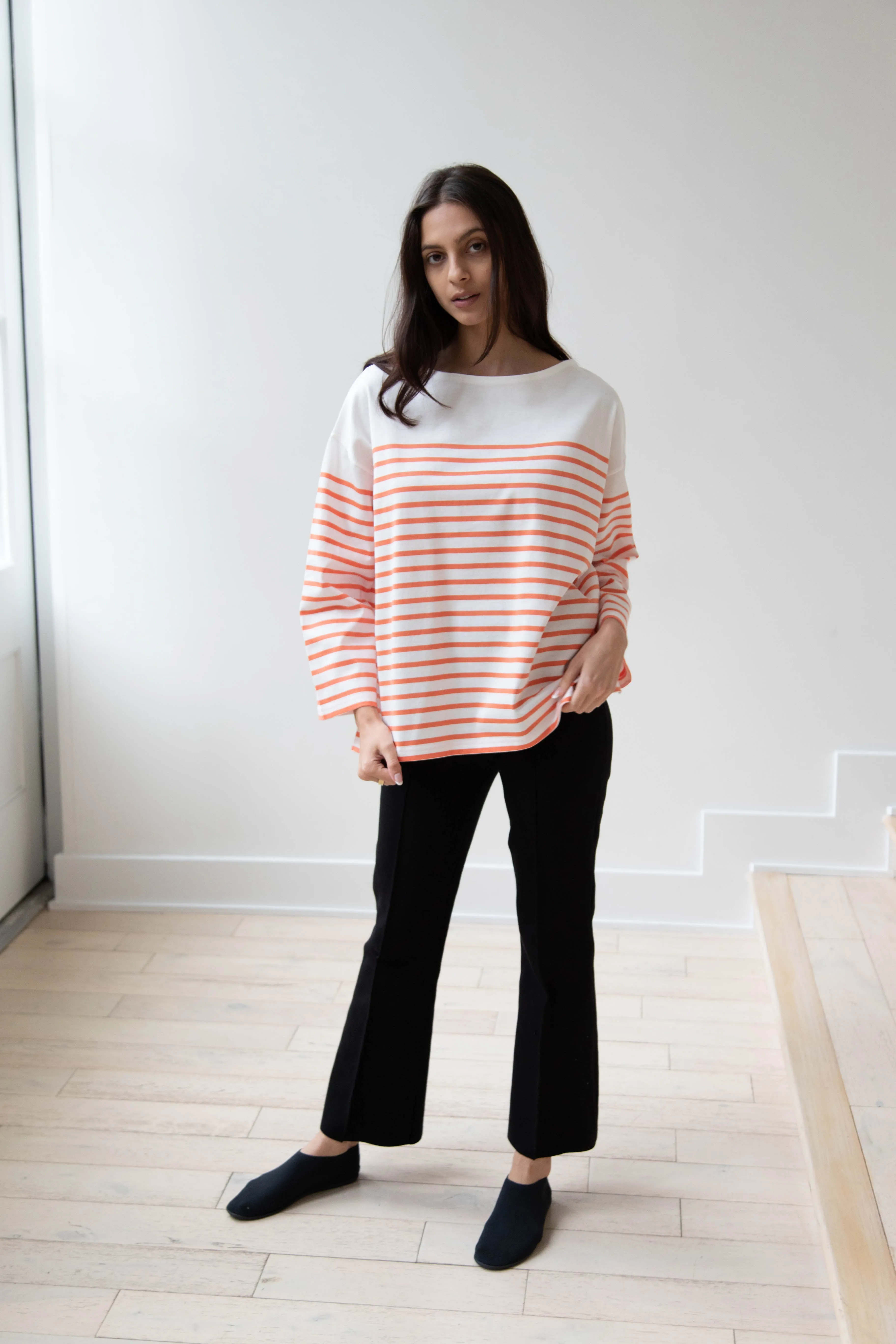 Laboratory | Striped Pullover in White & Orange