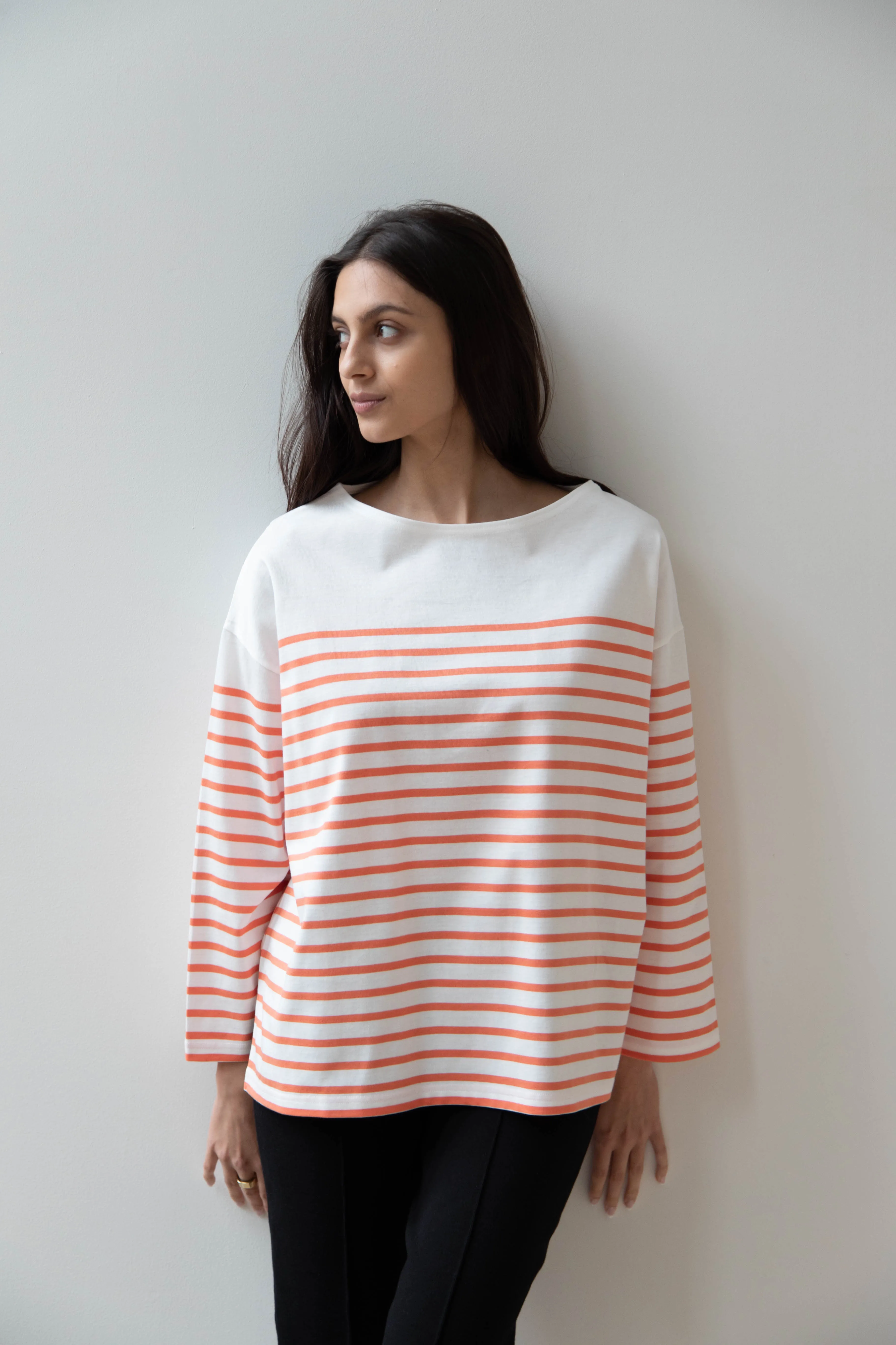 Laboratory | Striped Pullover in White & Orange