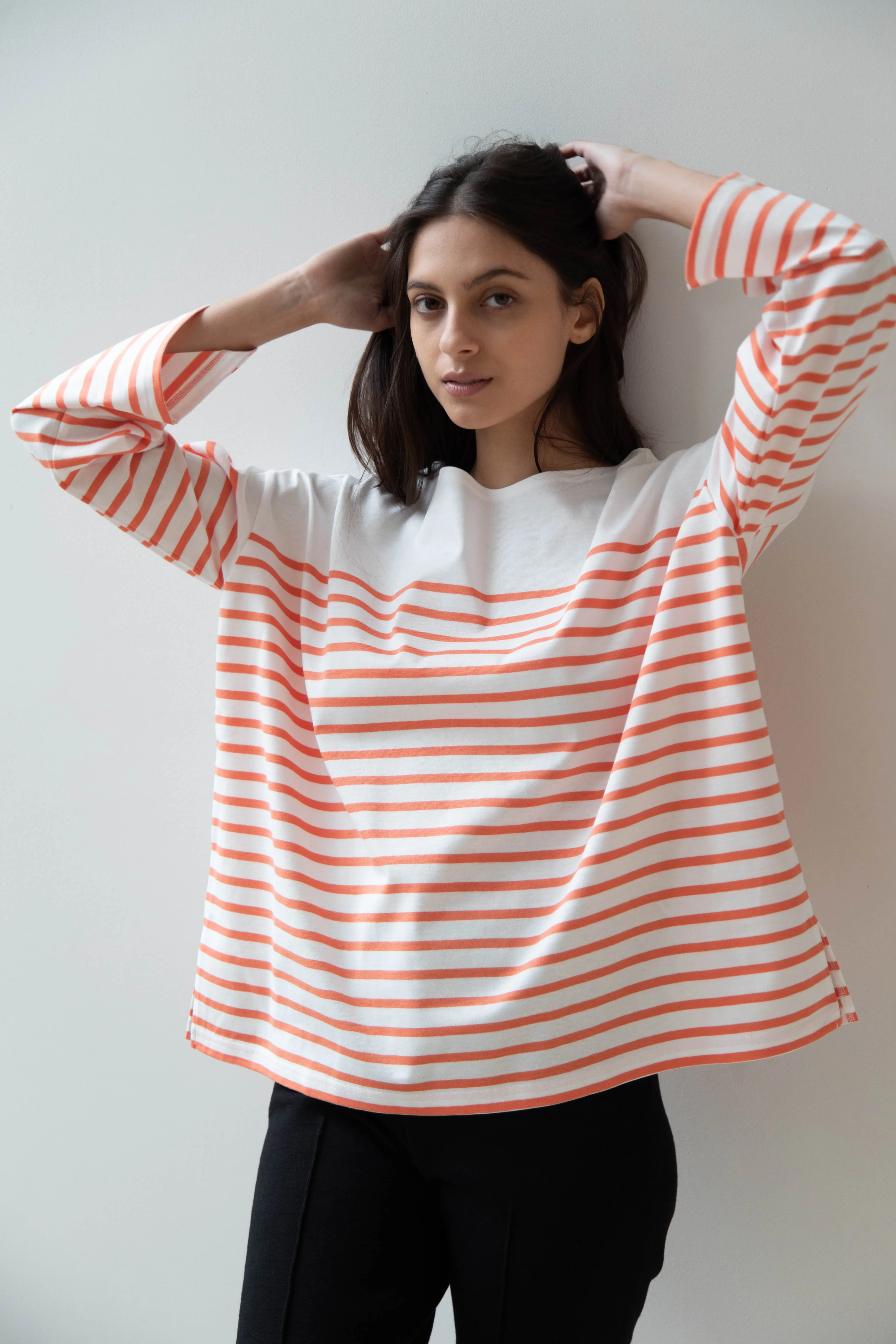 Laboratory | Striped Pullover in White & Orange