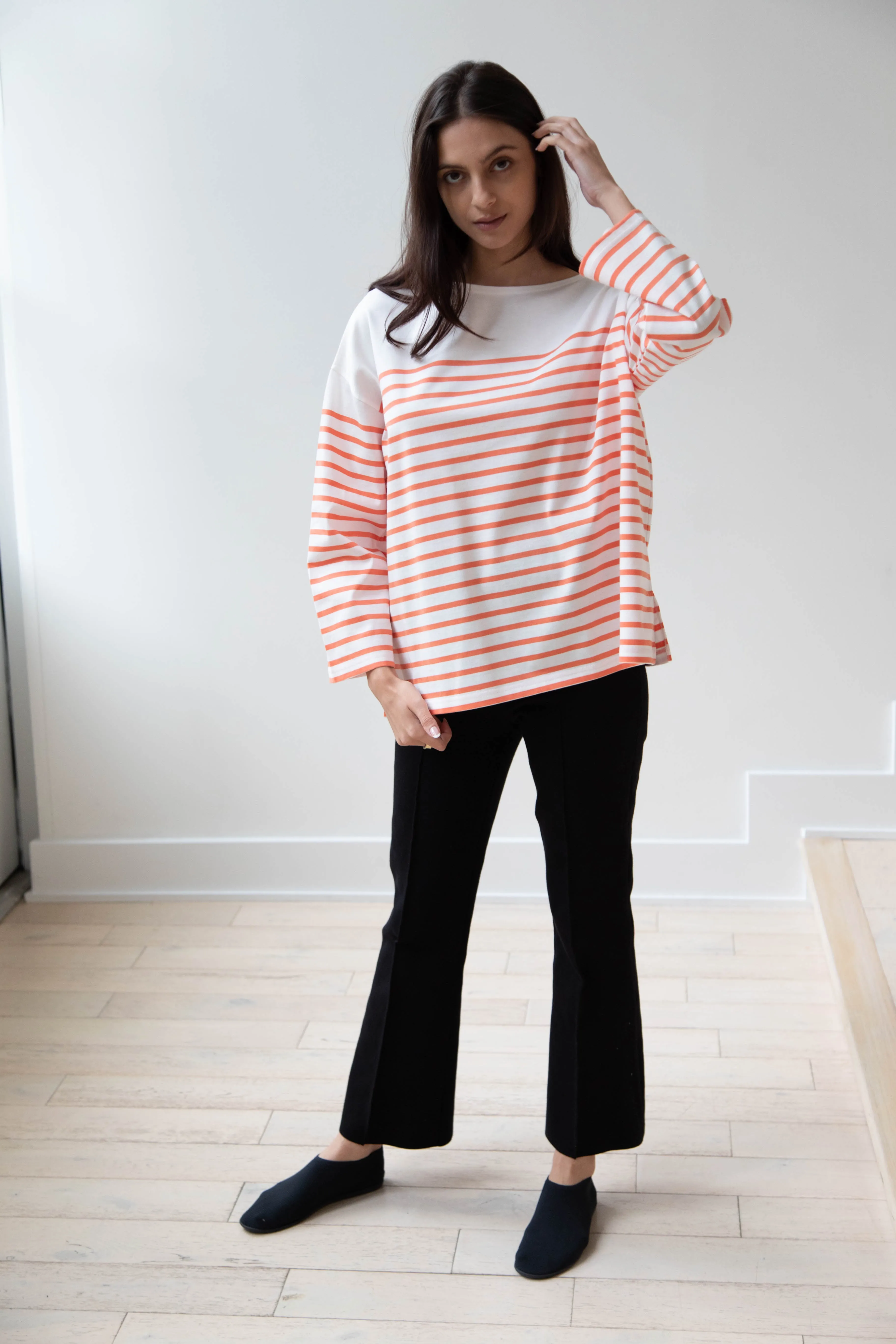 Laboratory | Striped Pullover in White & Orange