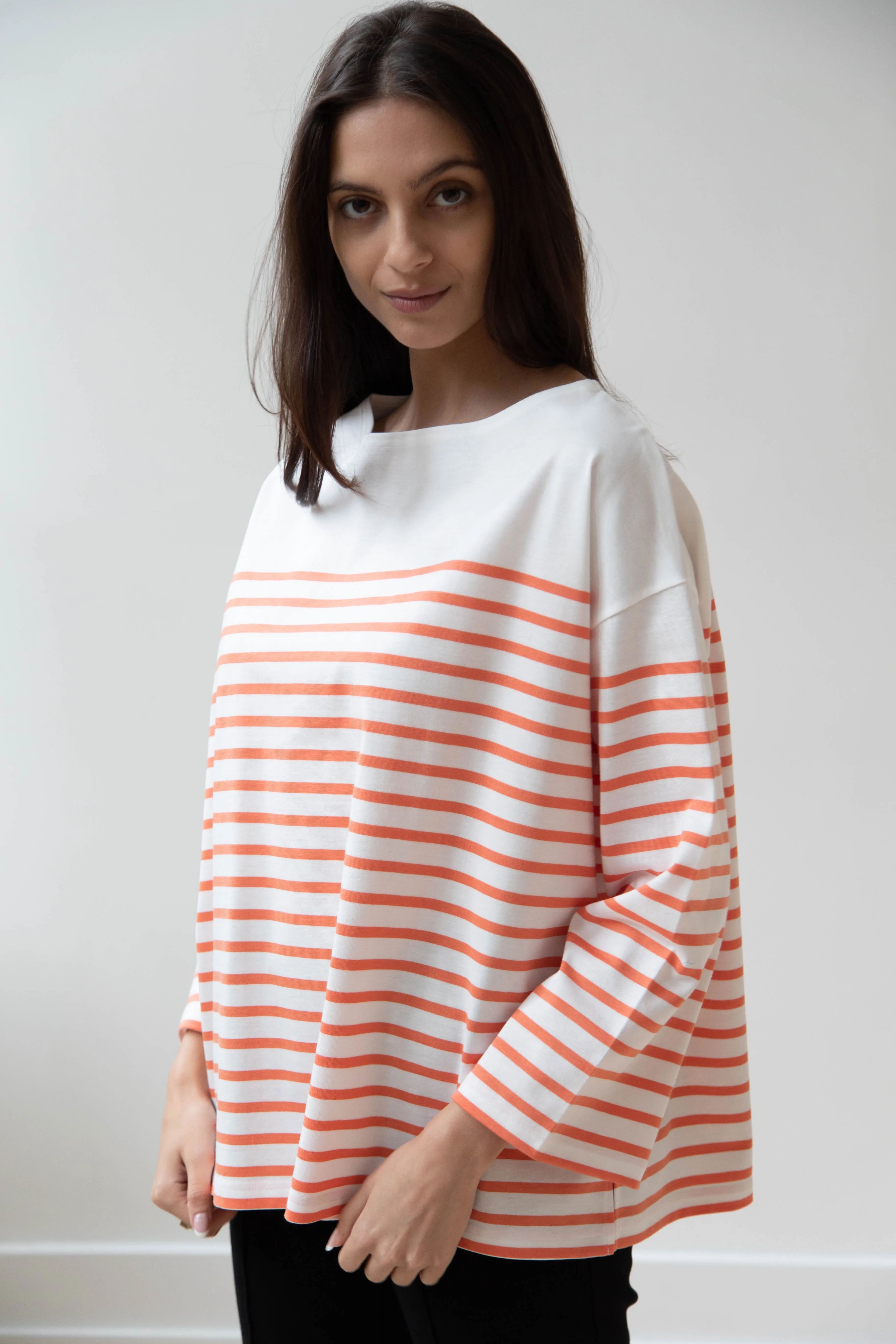 Laboratory | Striped Pullover in White & Orange