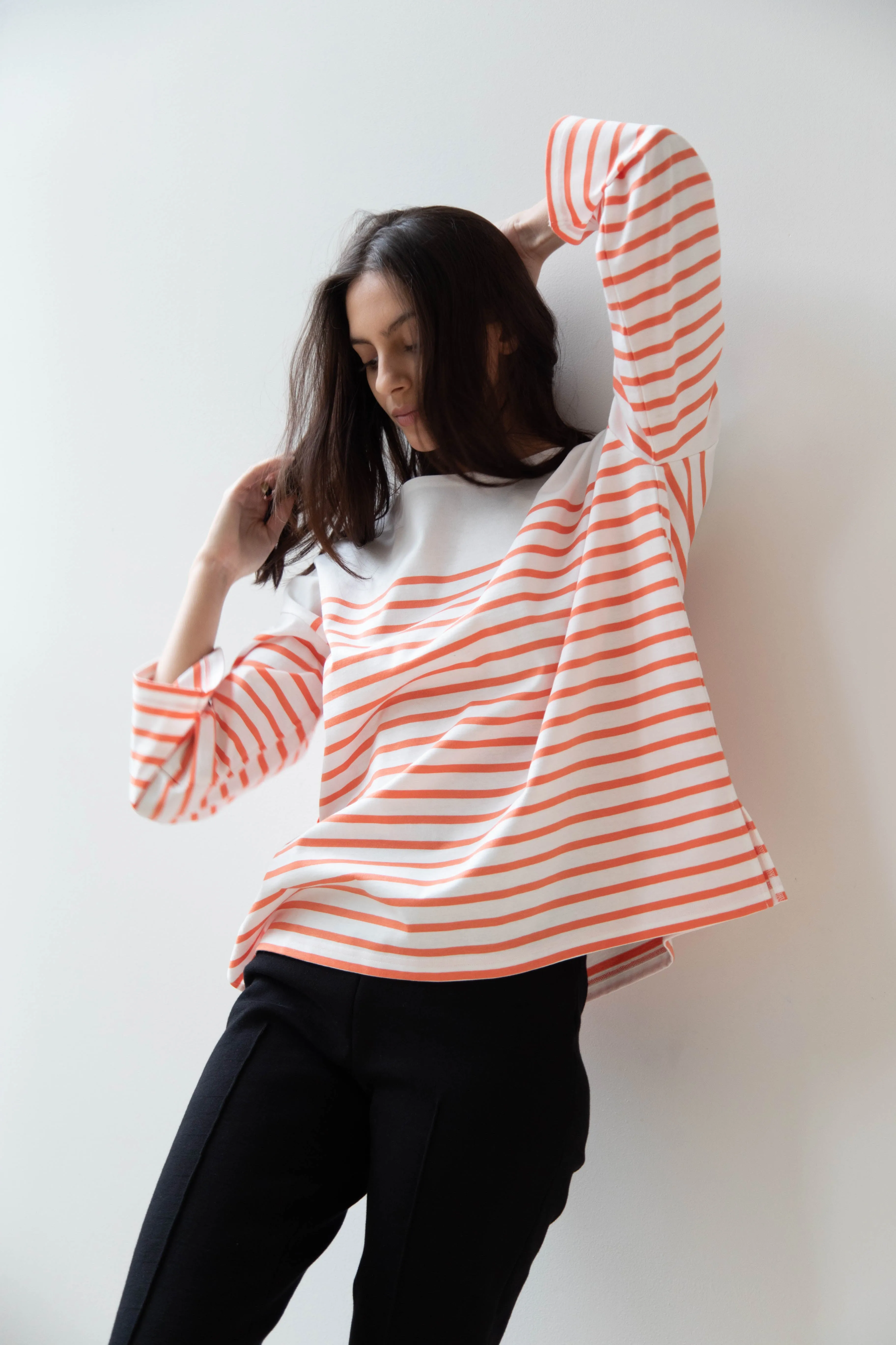 Laboratory | Striped Pullover in White & Orange