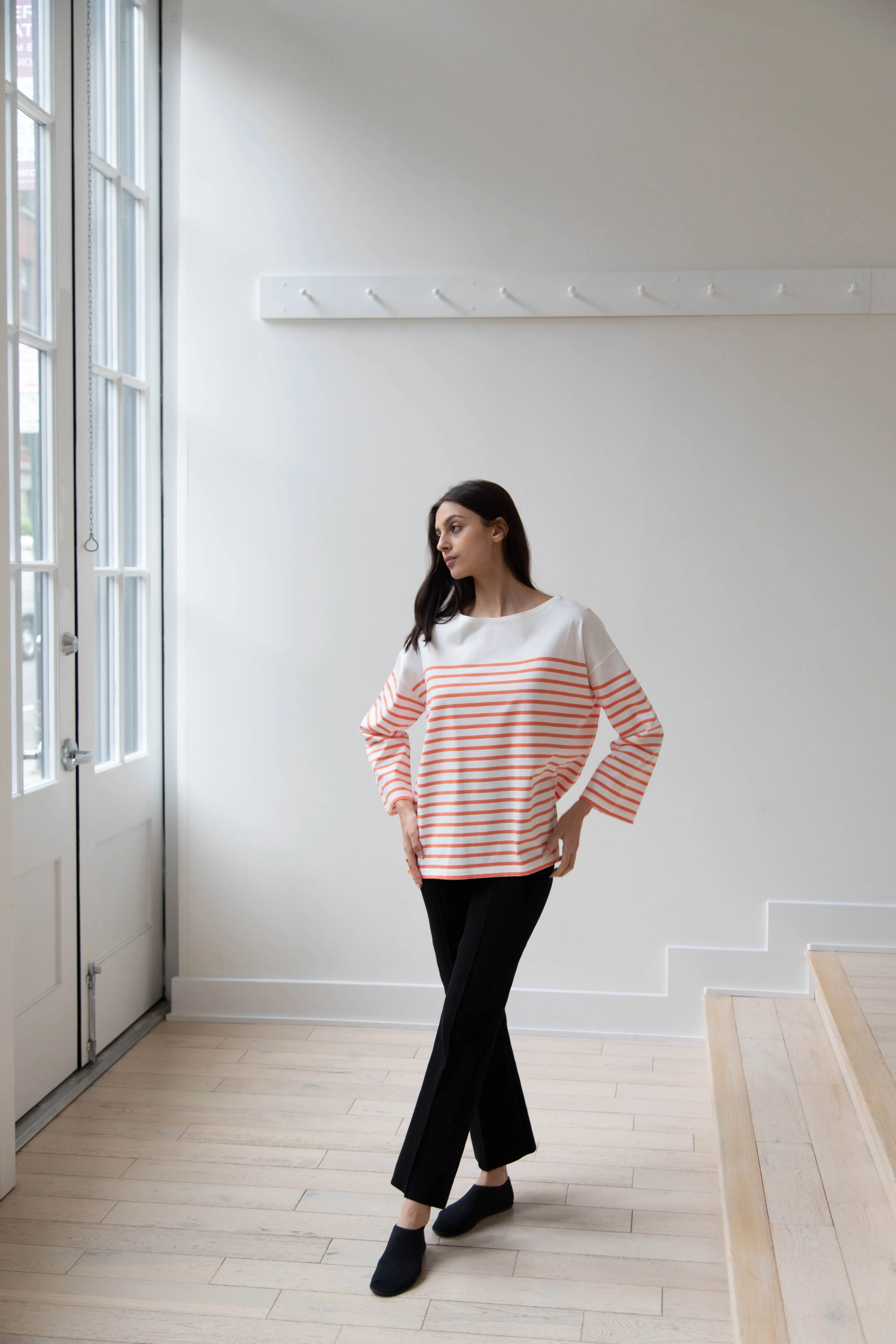 Laboratory | Striped Pullover in White & Orange