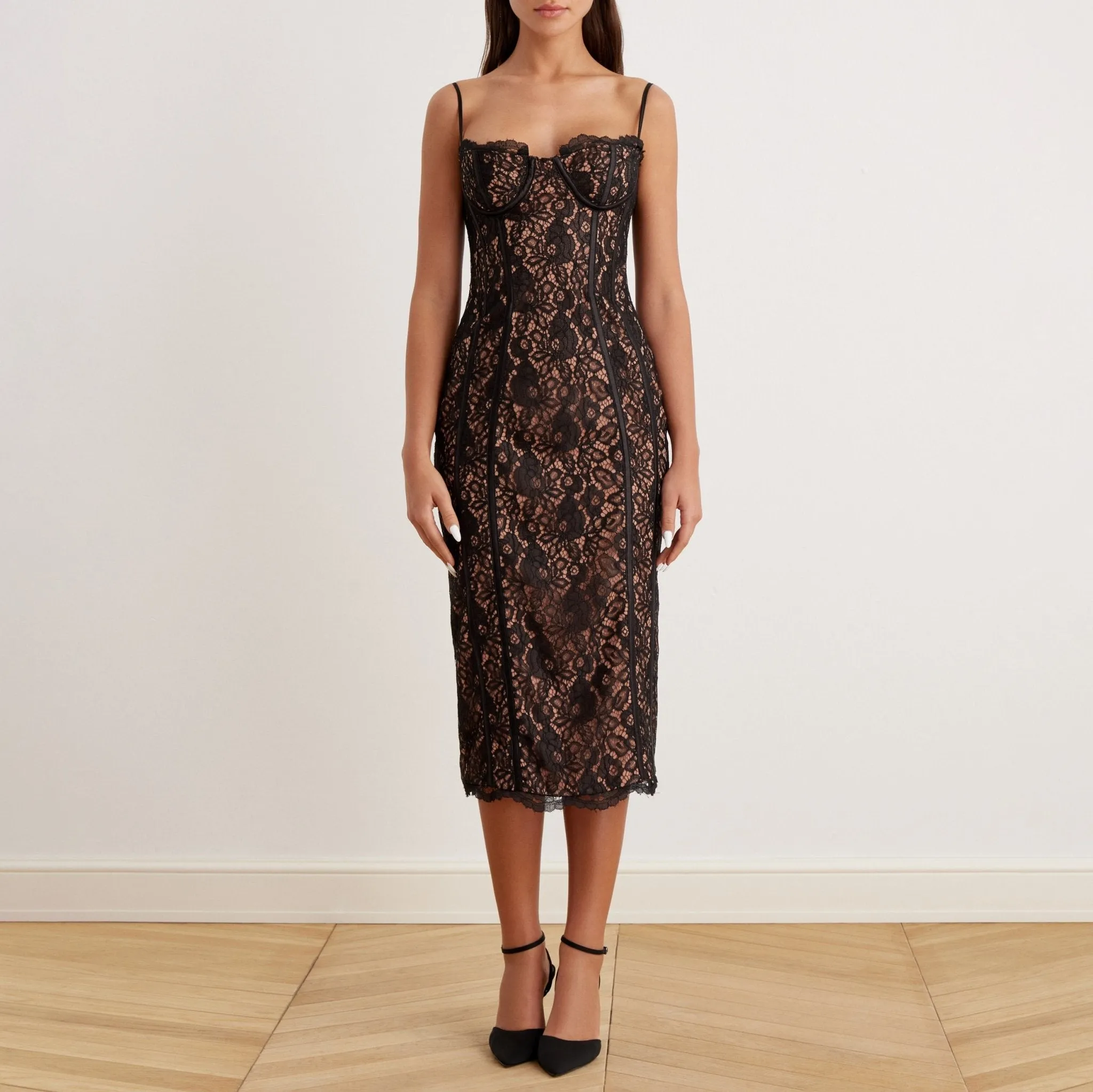 Lace Bustier Midi Dress