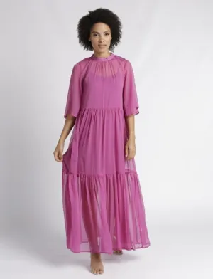 Ladies Maxi Chiffon Shift Dress - Mauve