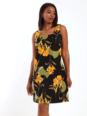Ladies Square Neck Wasited Shift Dress