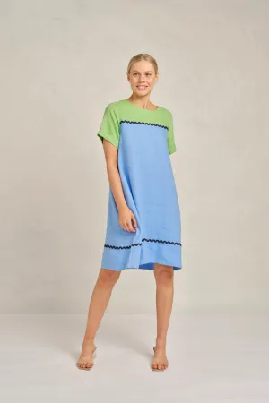 Laine Linen Wave Dress in Apple