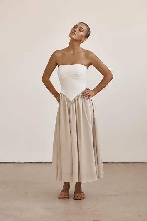 LANA STRAPLESS MIDI DRESS