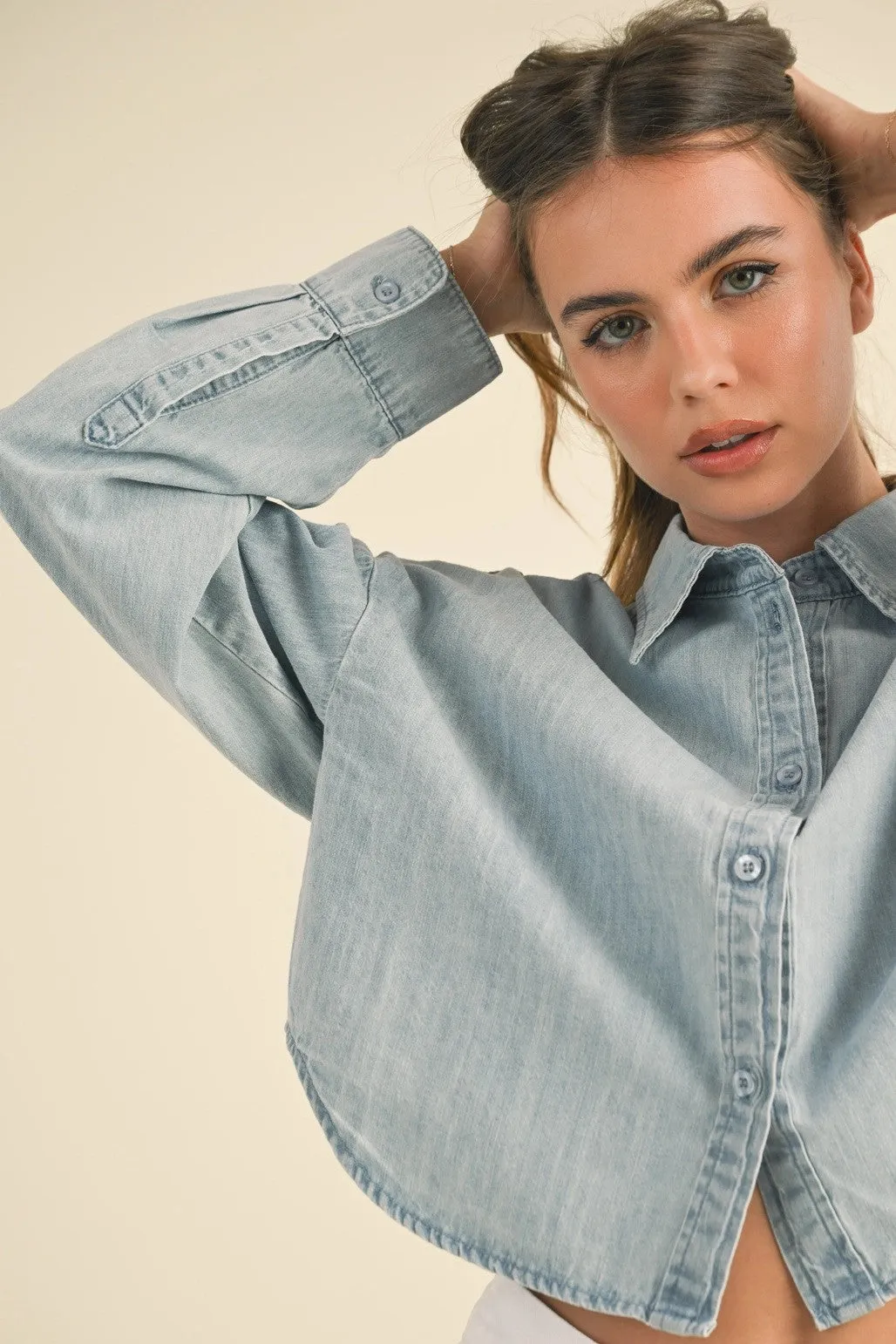Leigh Cropped Denim Shirt