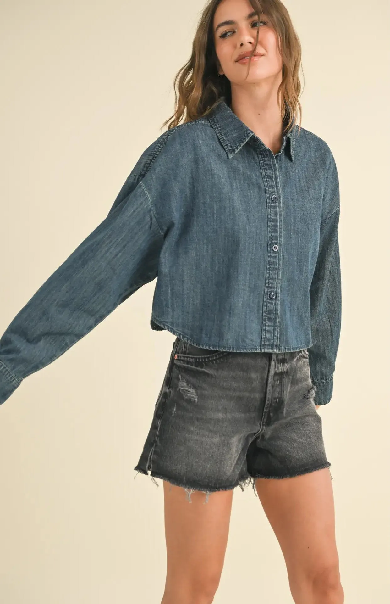 Leigh Cropped Denim Shirt