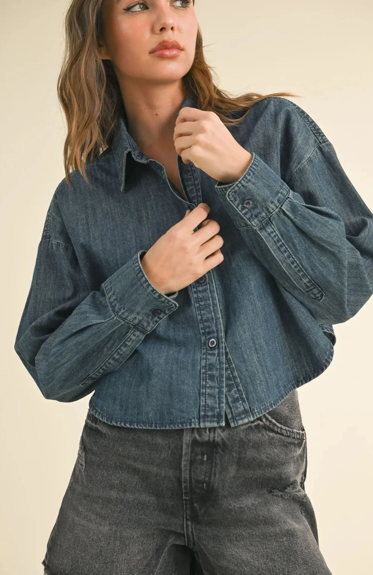 Leigh Cropped Denim Shirt
